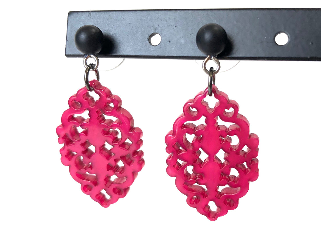 hot pink diamante earrings