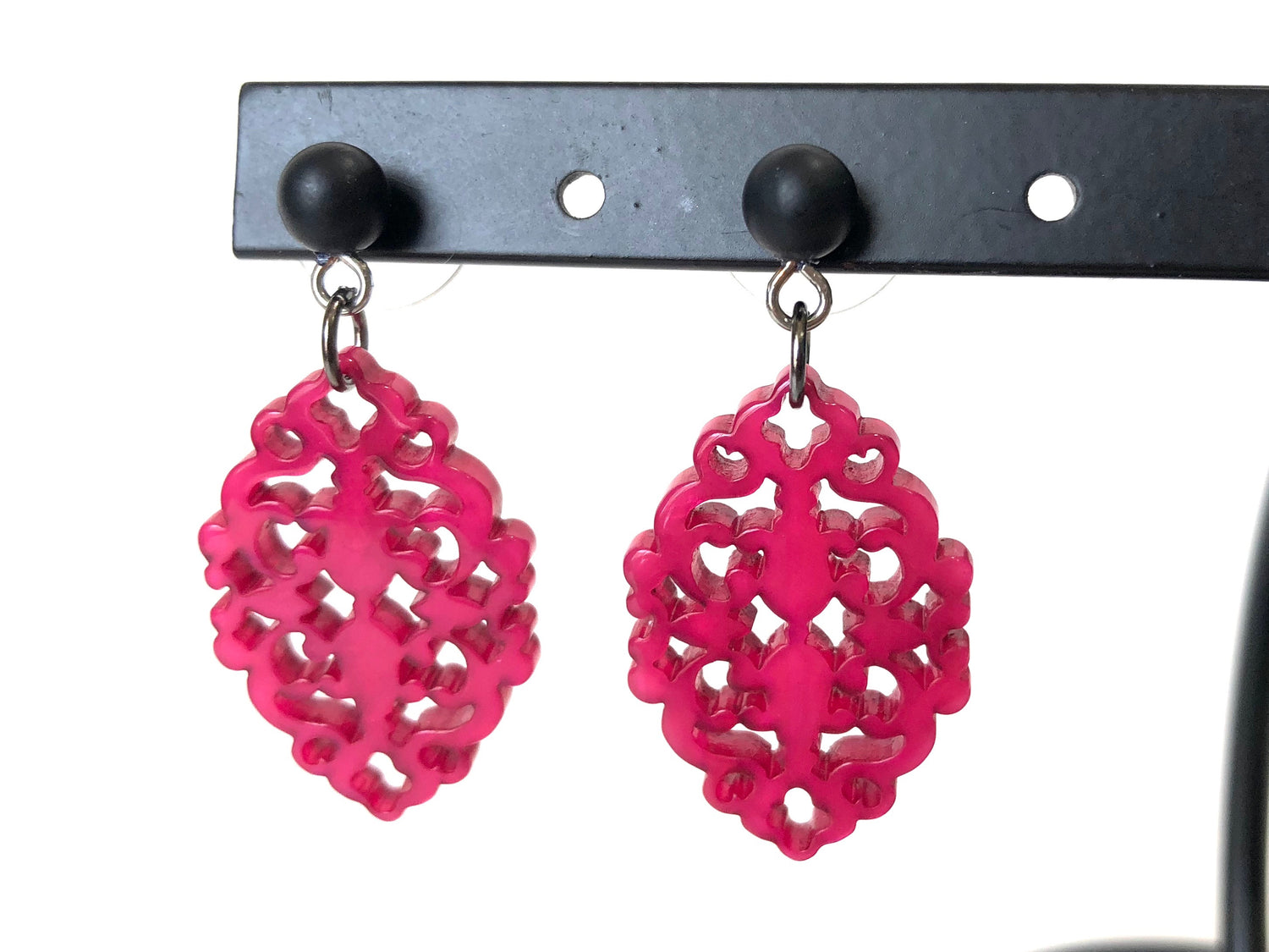 dark pink diamante earrings
