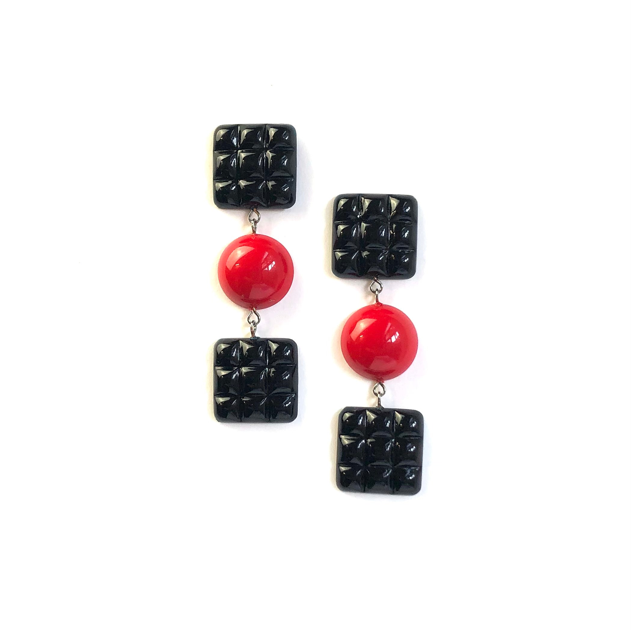 black red earrings
