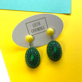 yellow green stud earrings