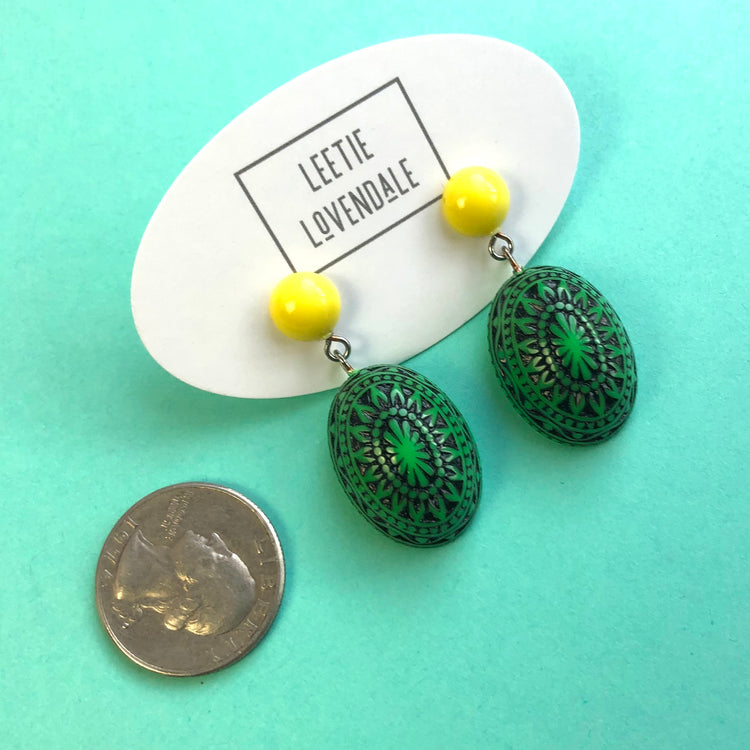 bright green yellow earrings