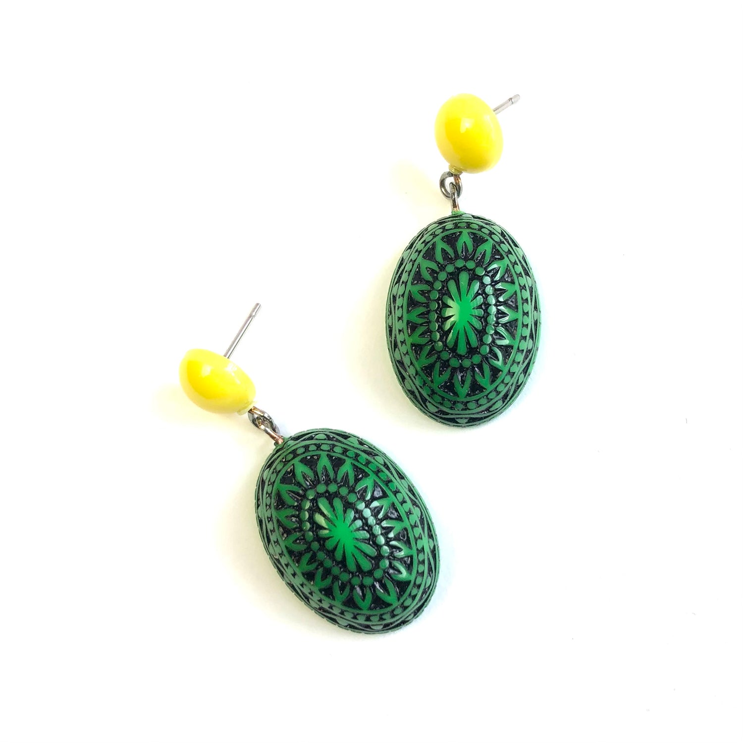 green yellow earrings