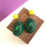 green floral burst earrings