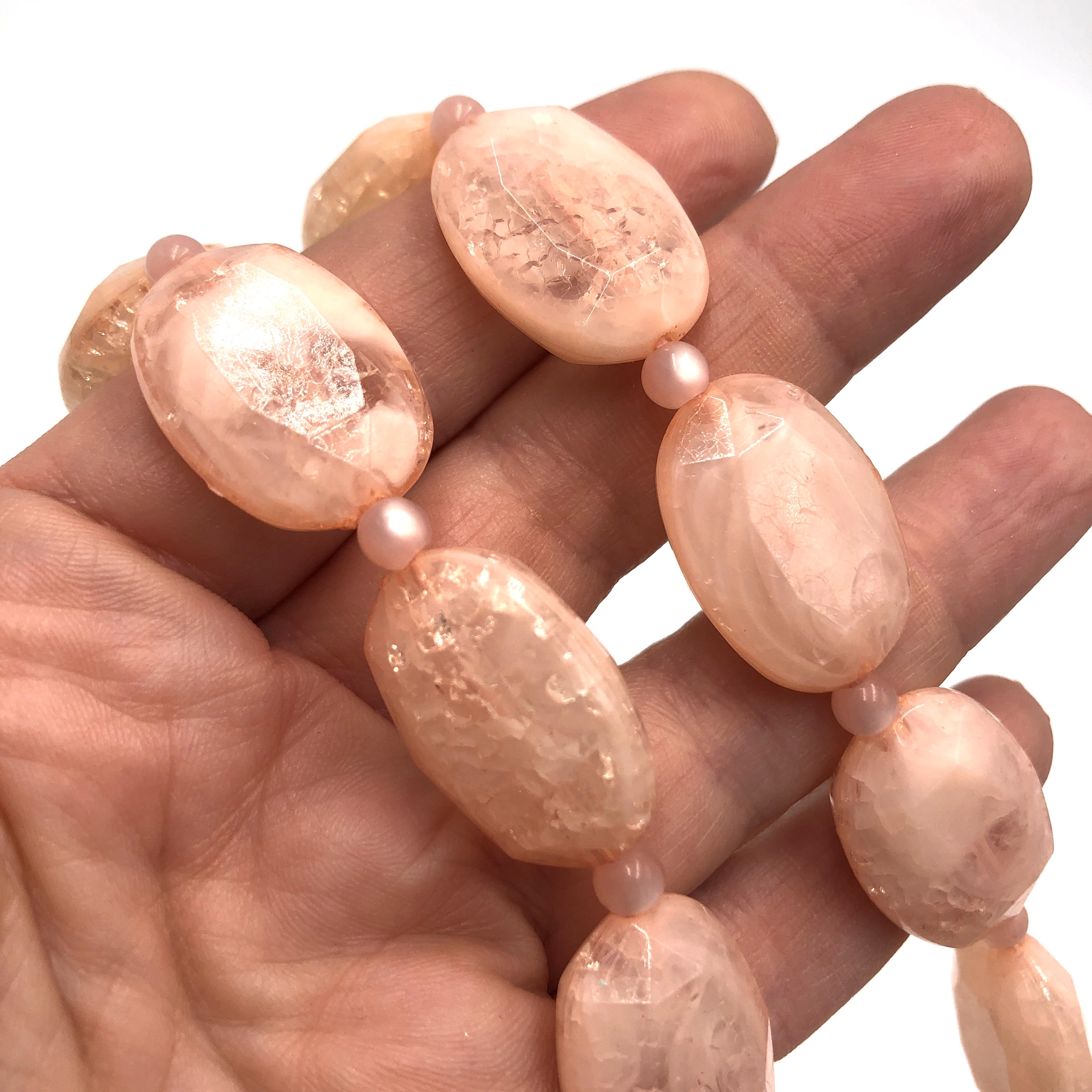 pastel pink crackle beads