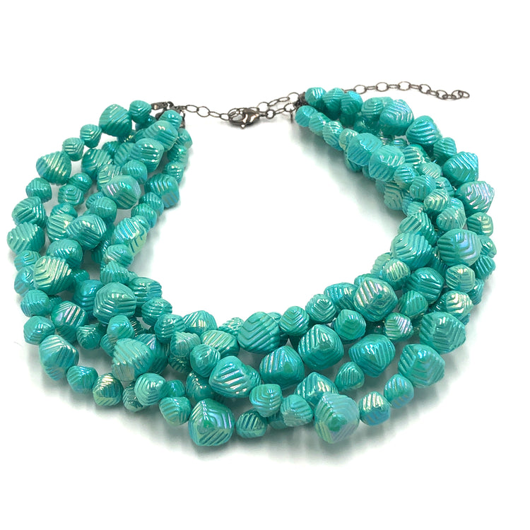 blue green beaded necklace