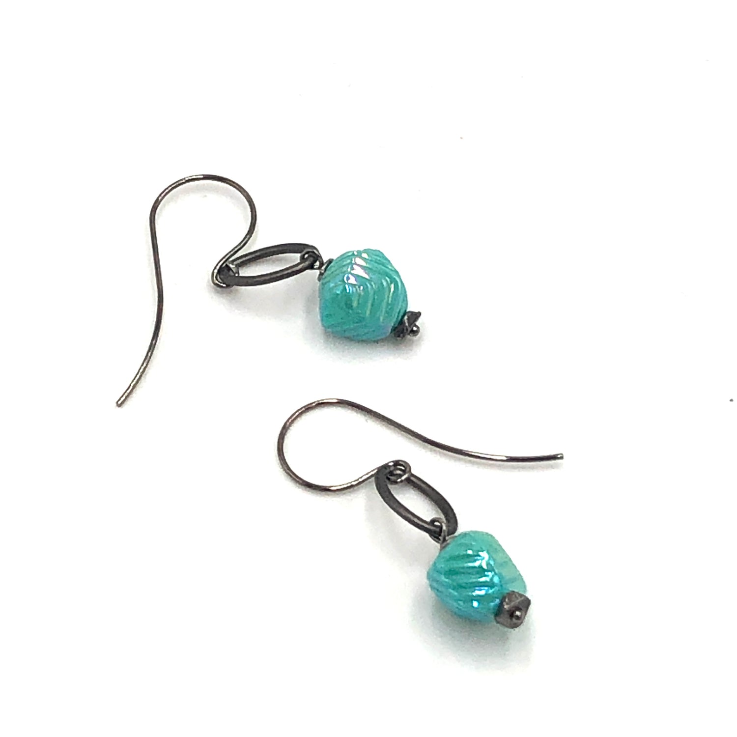 cyan green earrings