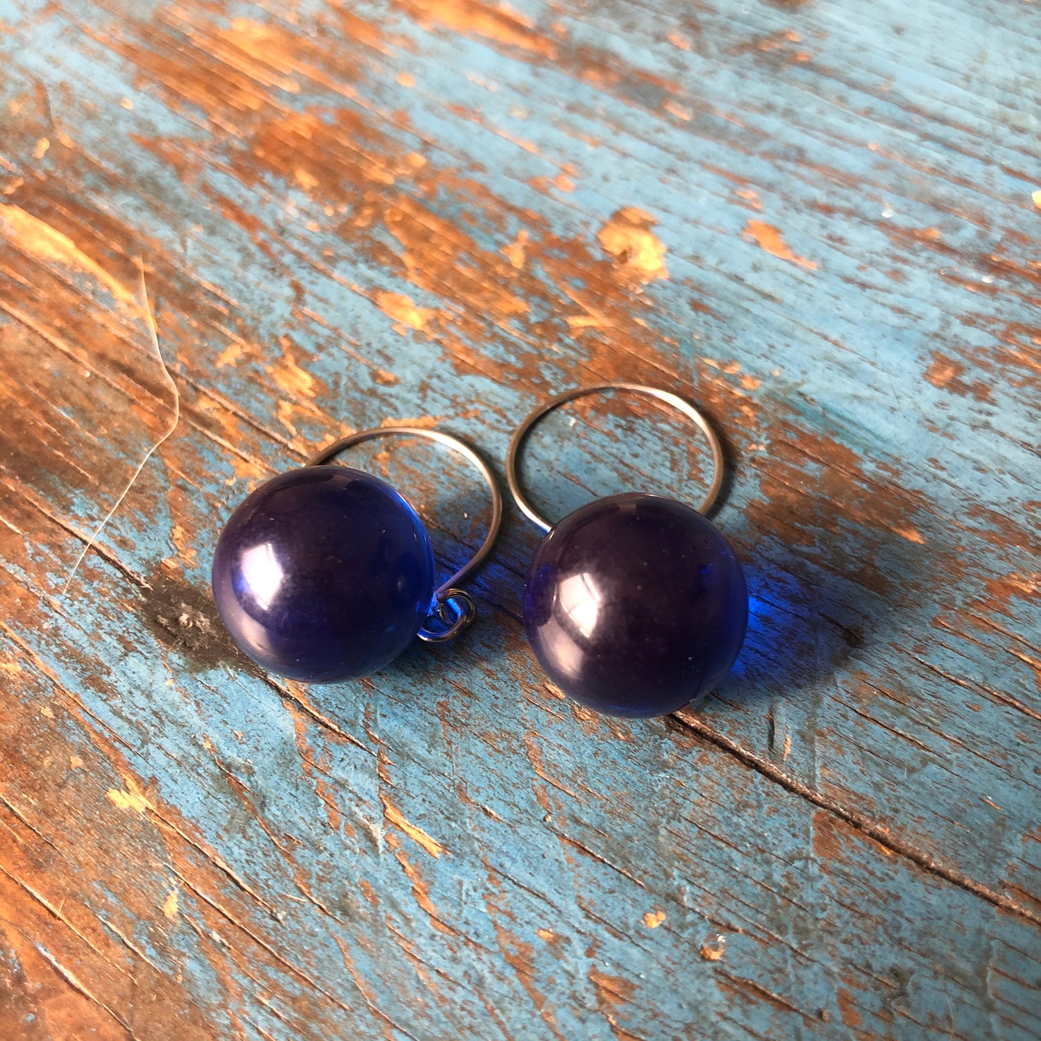 Capri Blue Transparent Jumbo Ball Drop Earrings