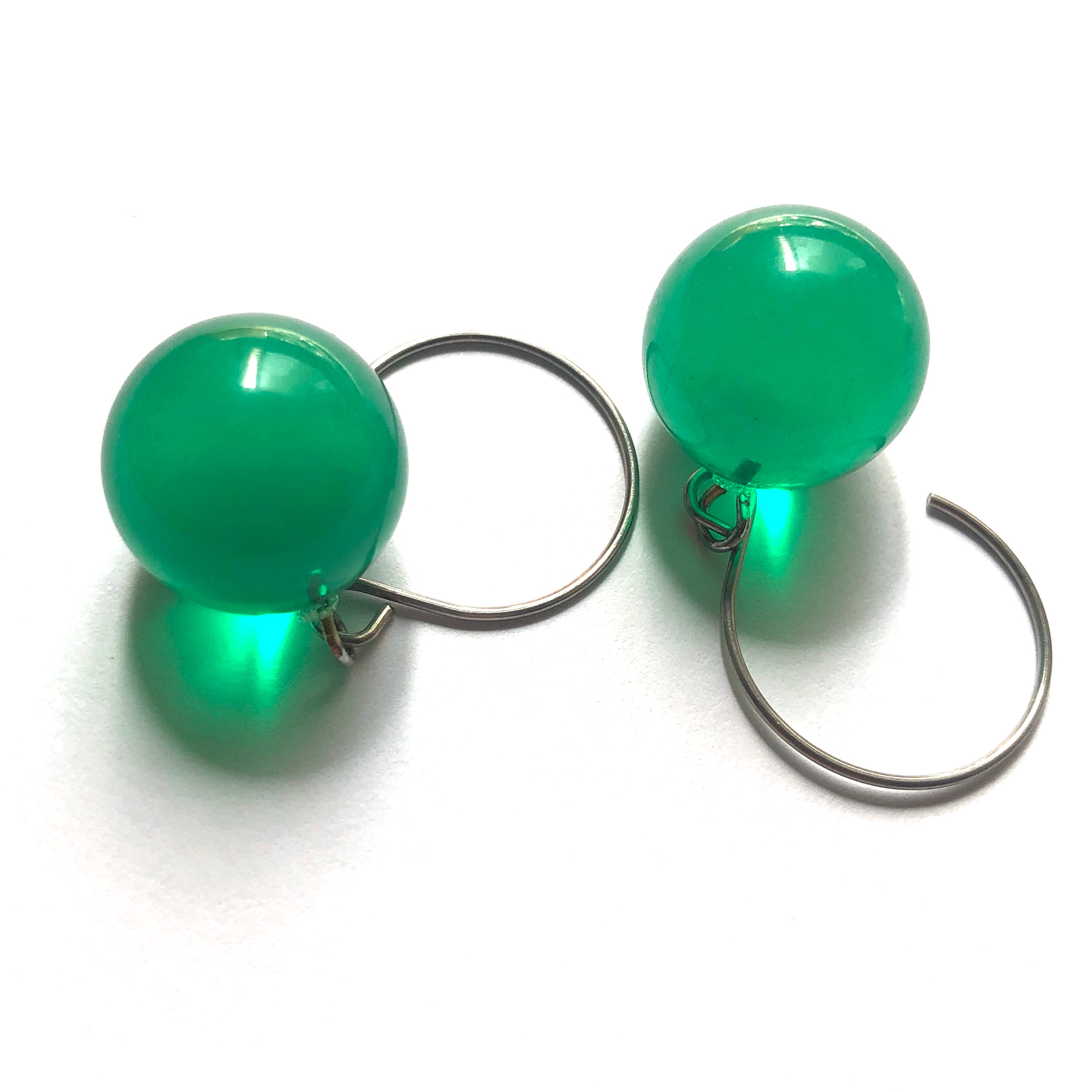 Emerald Transparent Jumbo Ball Drop Earrings