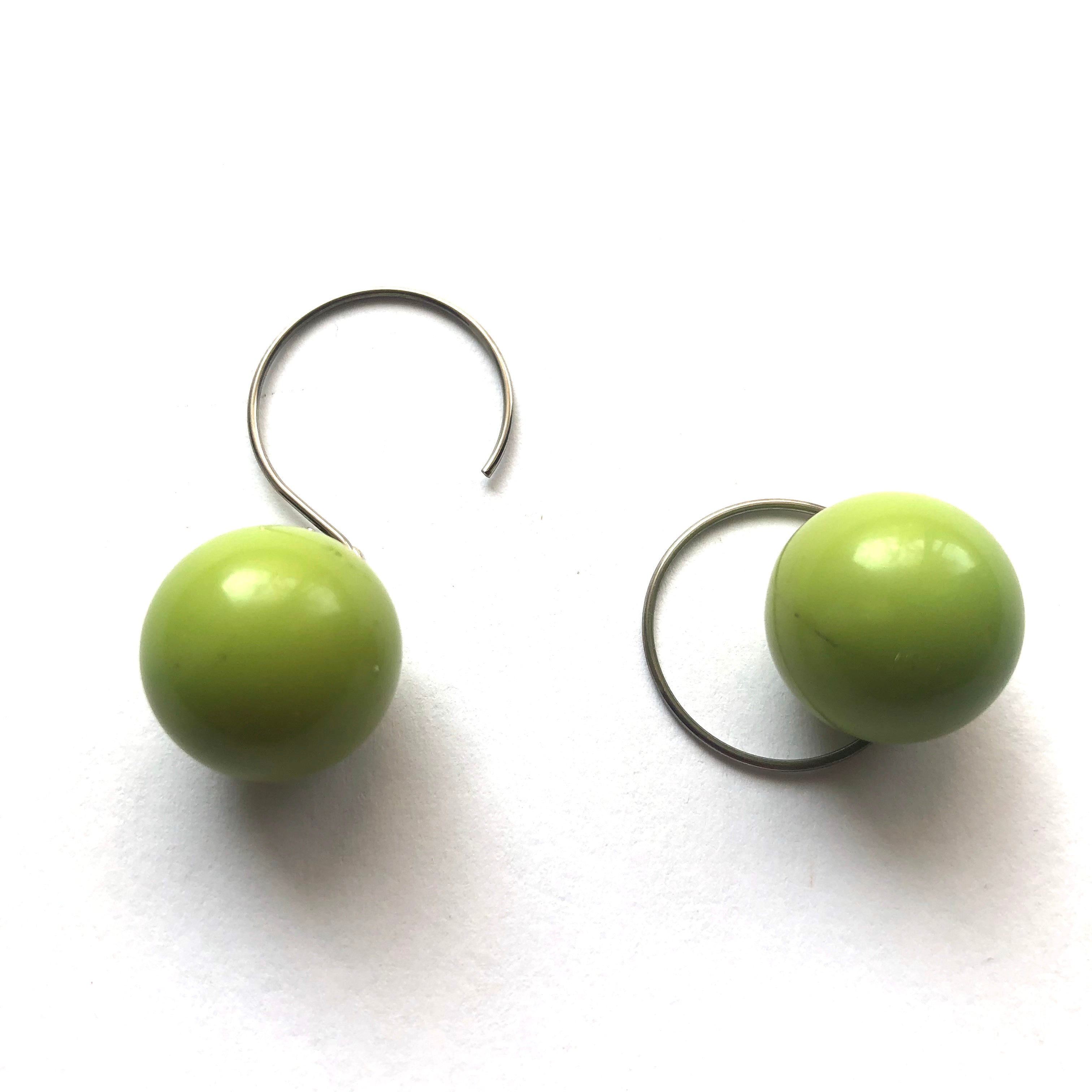Lime Green Jumbo Ball Drop Earrings