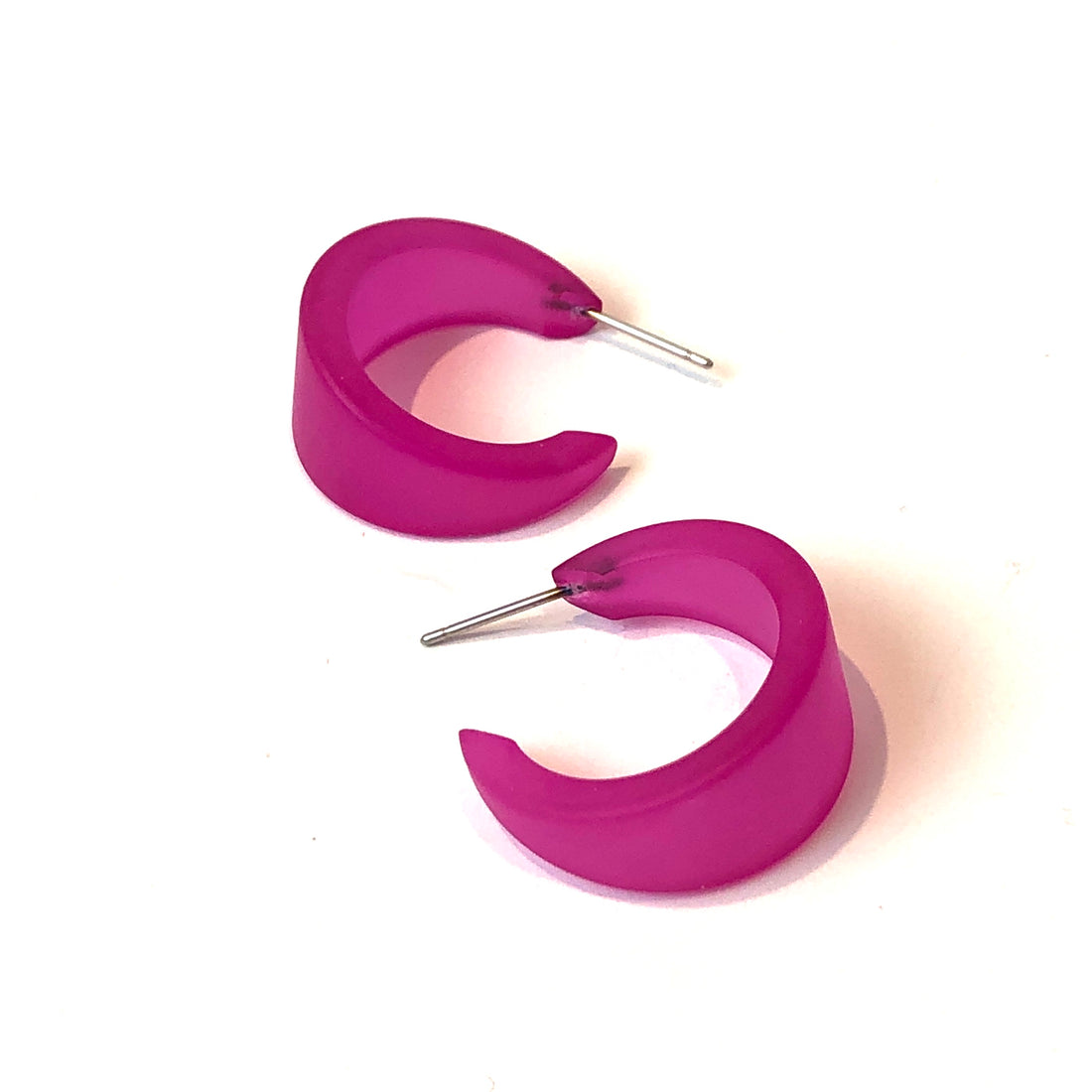 Hot Pink Frosted Small Marilyn Hoop Earrings