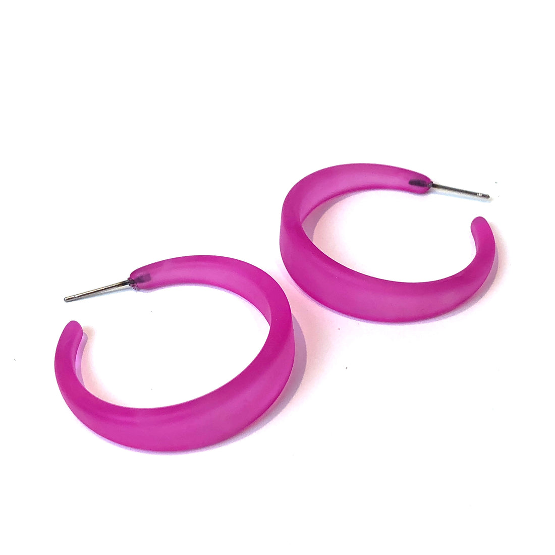 Hot Pink Frosted Keira Hoop Earrings