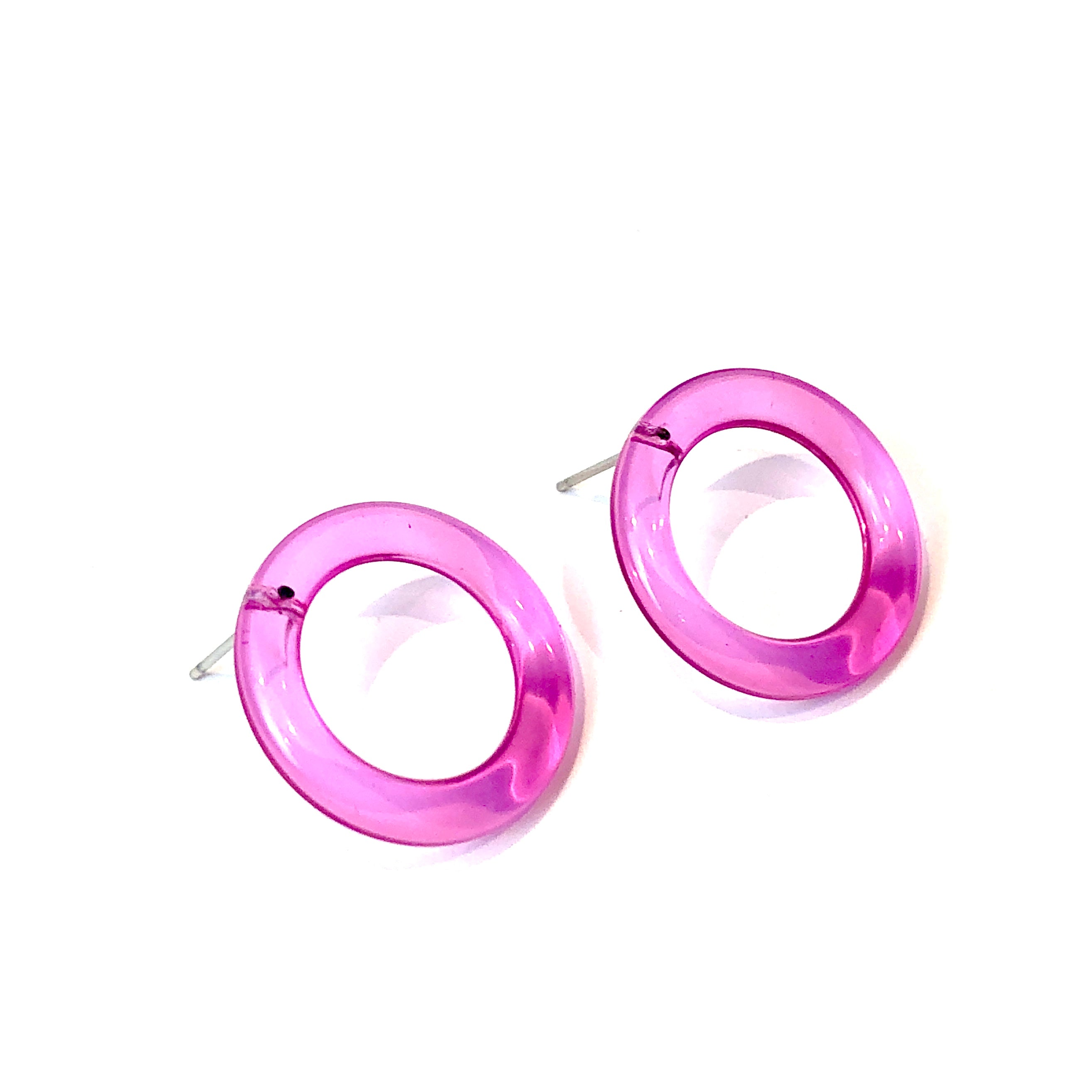 Hot Pink Donut Stud Earrings