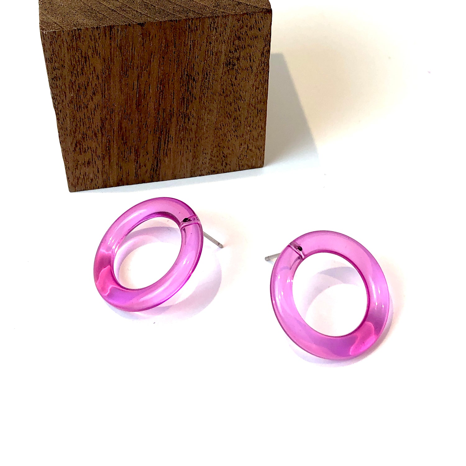 Hot Pink Donut Stud Earrings