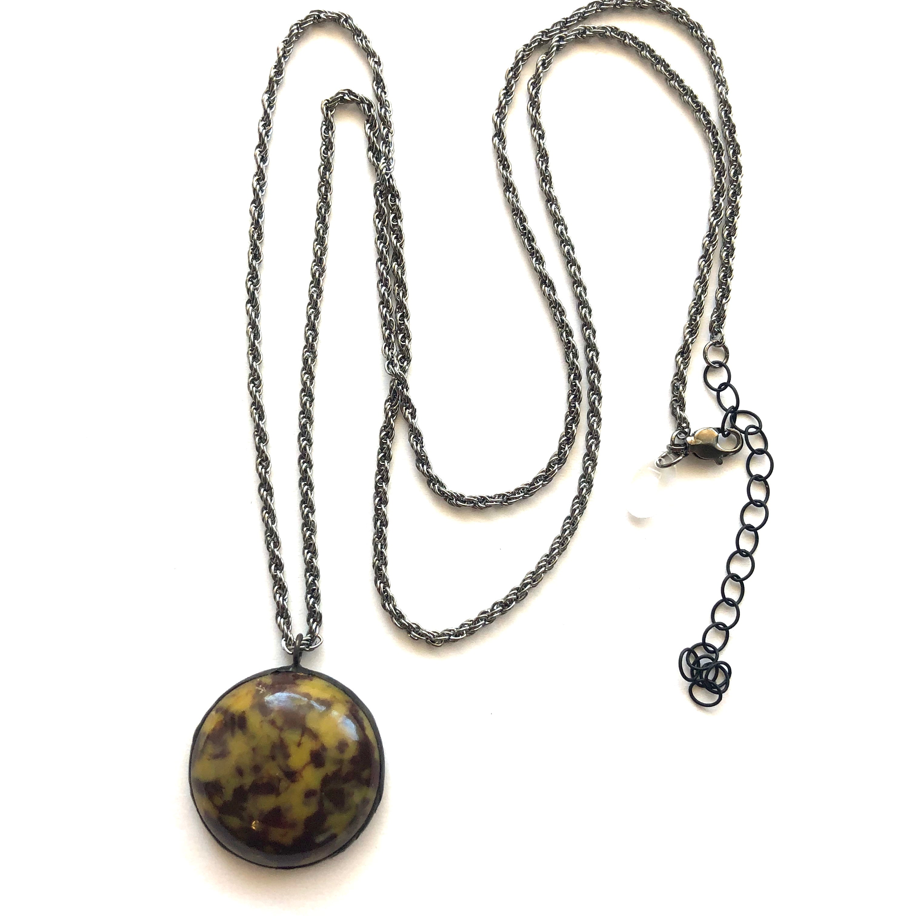 Spotted Tortoise &amp; Gun Metal Layering Necklace - Long