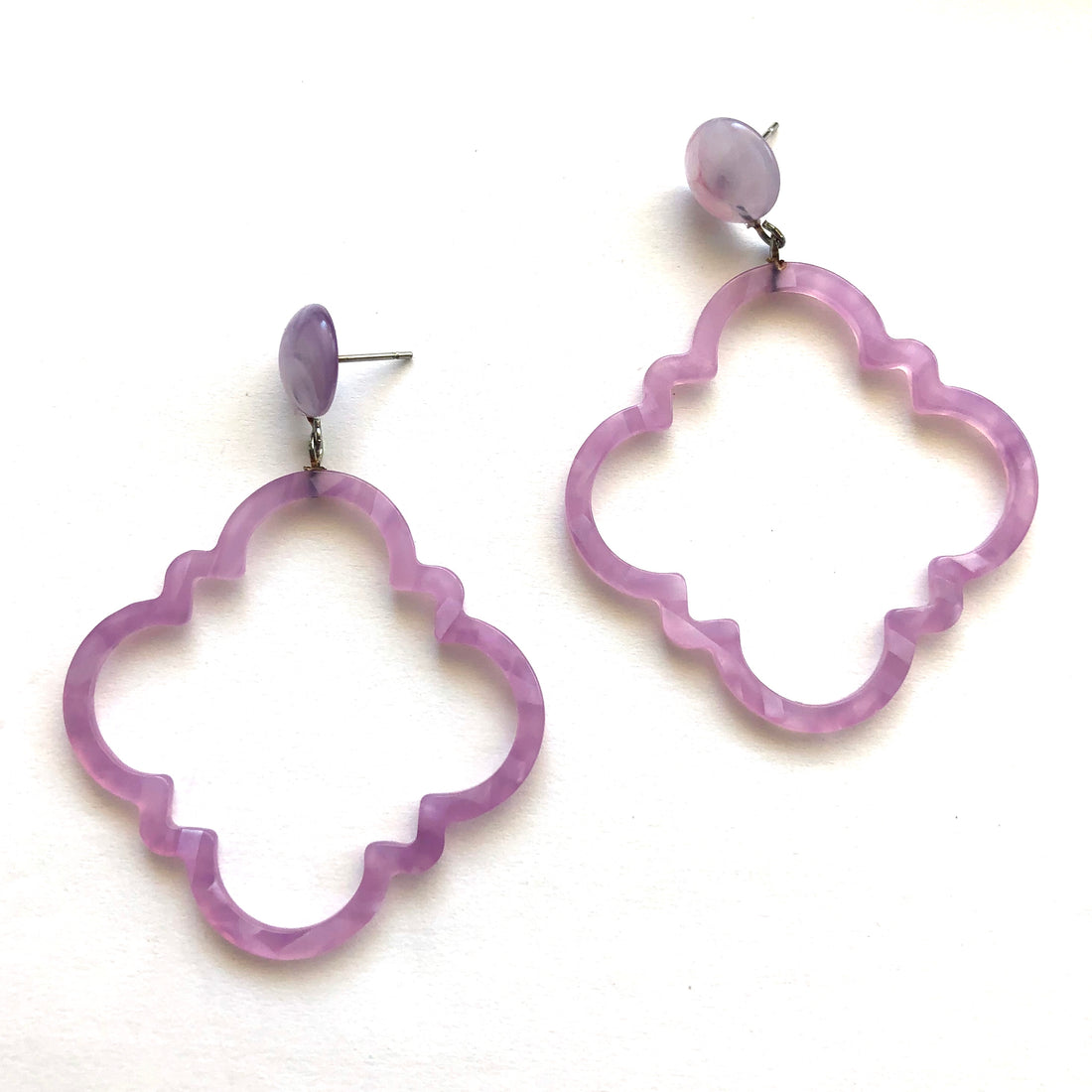 Lavender Marbled Quatrefoil Earrings