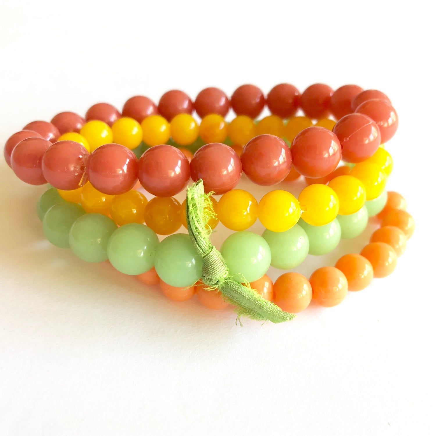coral fruit beaded bracelets