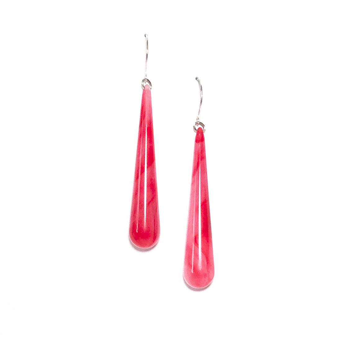 marbled red drop earrings
