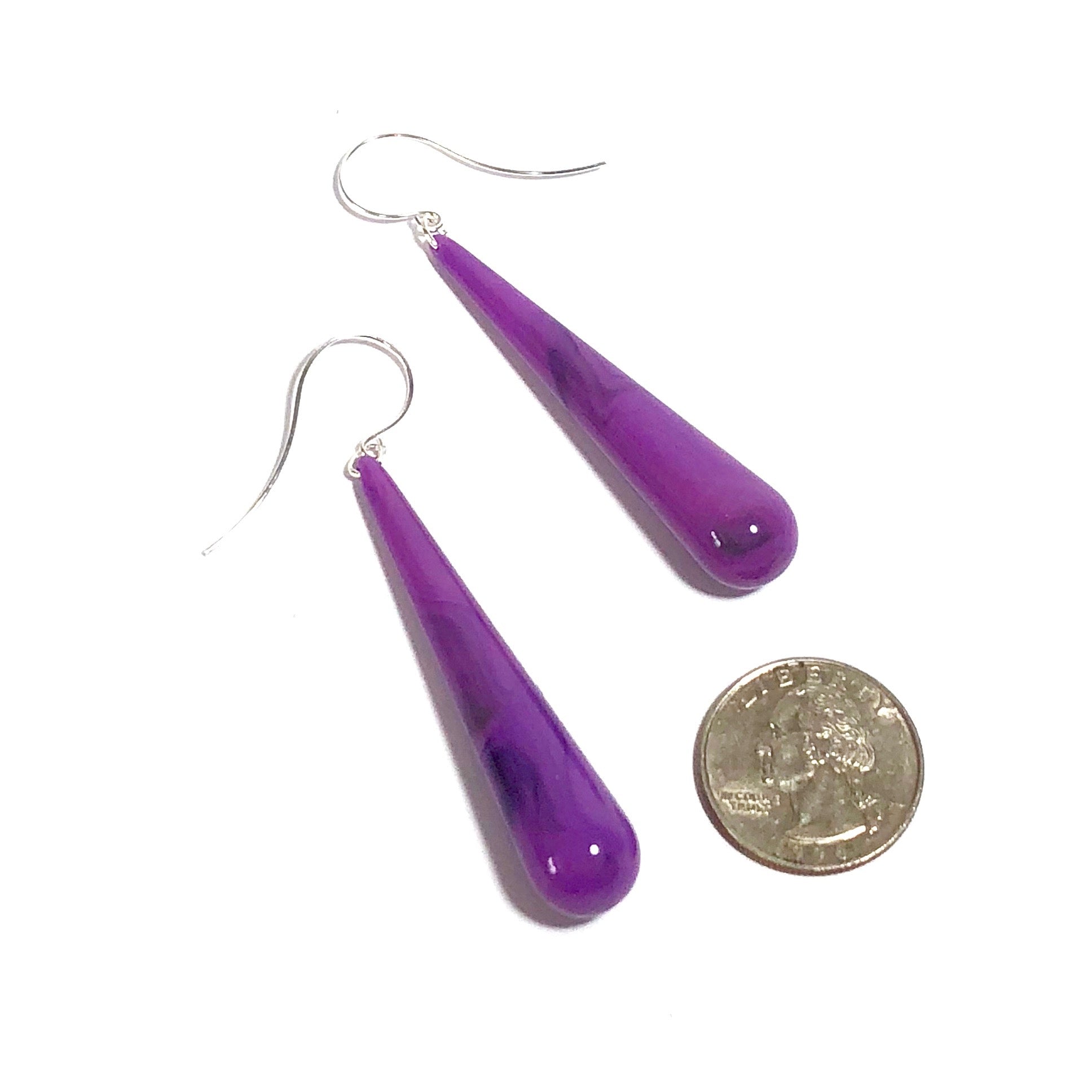 bright violet drop earrings
