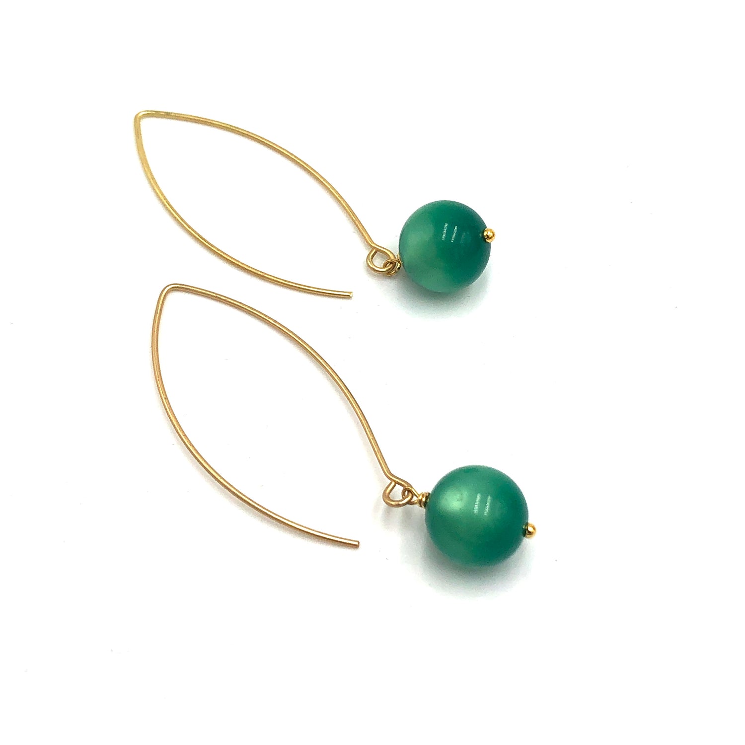 Emerald Green Moonglow Raindrop Earrings