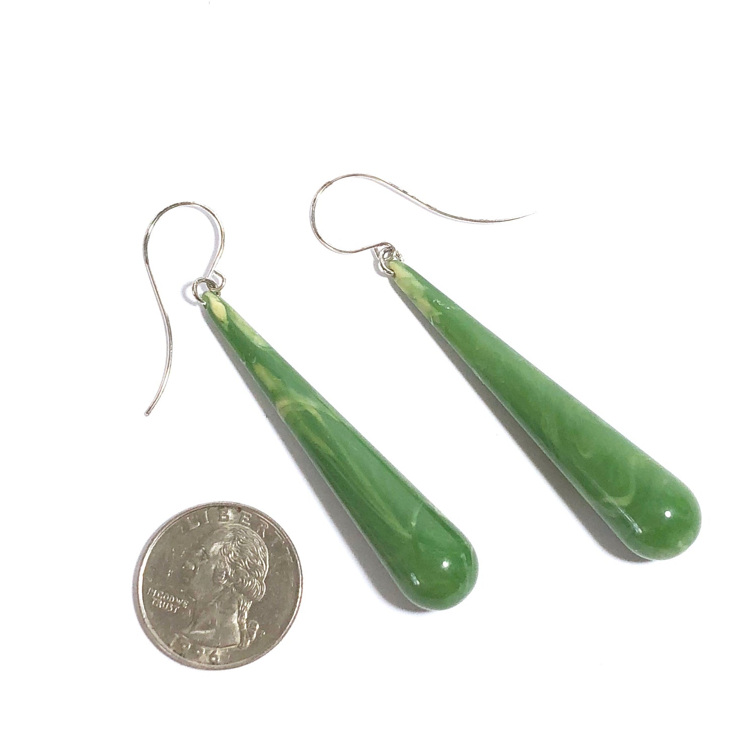 green teardrop earrings