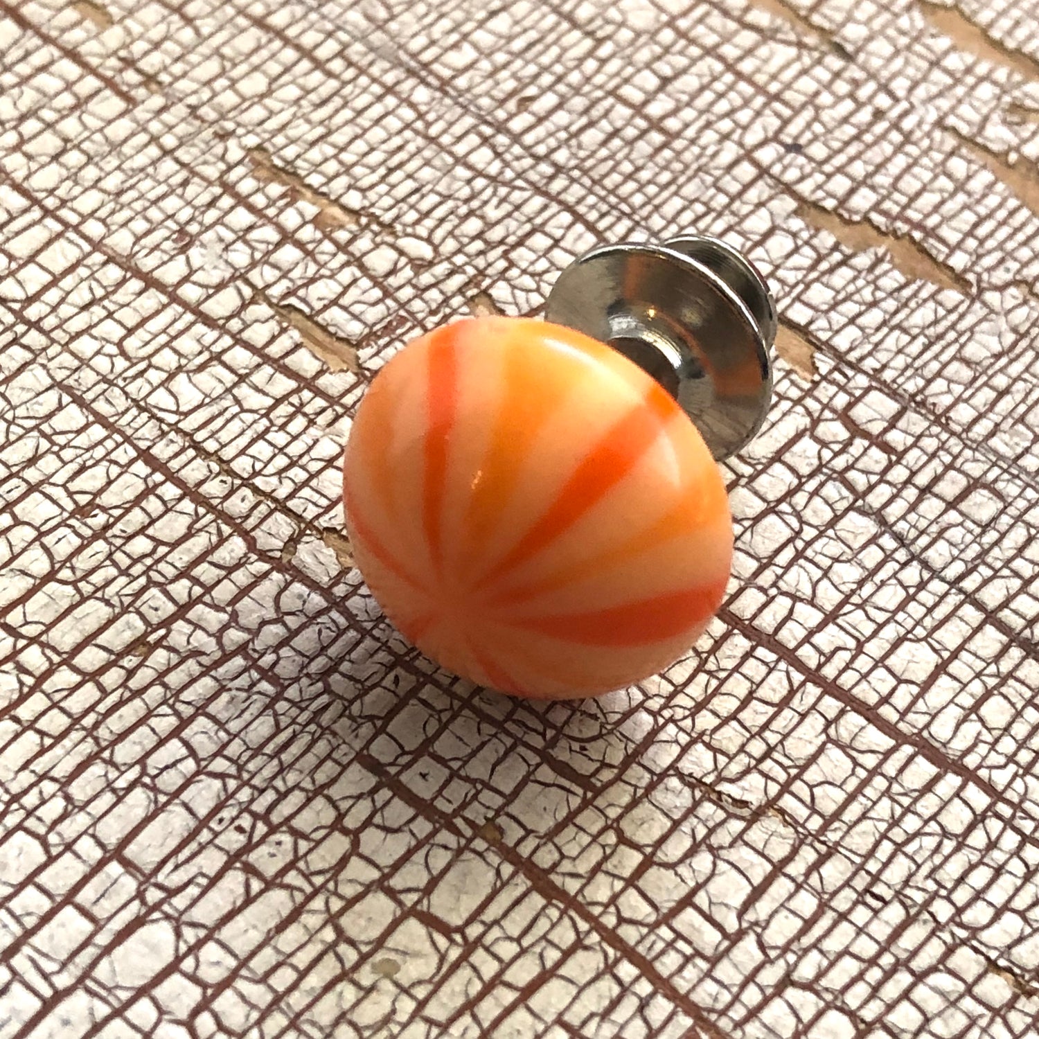 Orange Candy Striped Dot Lapel Pin