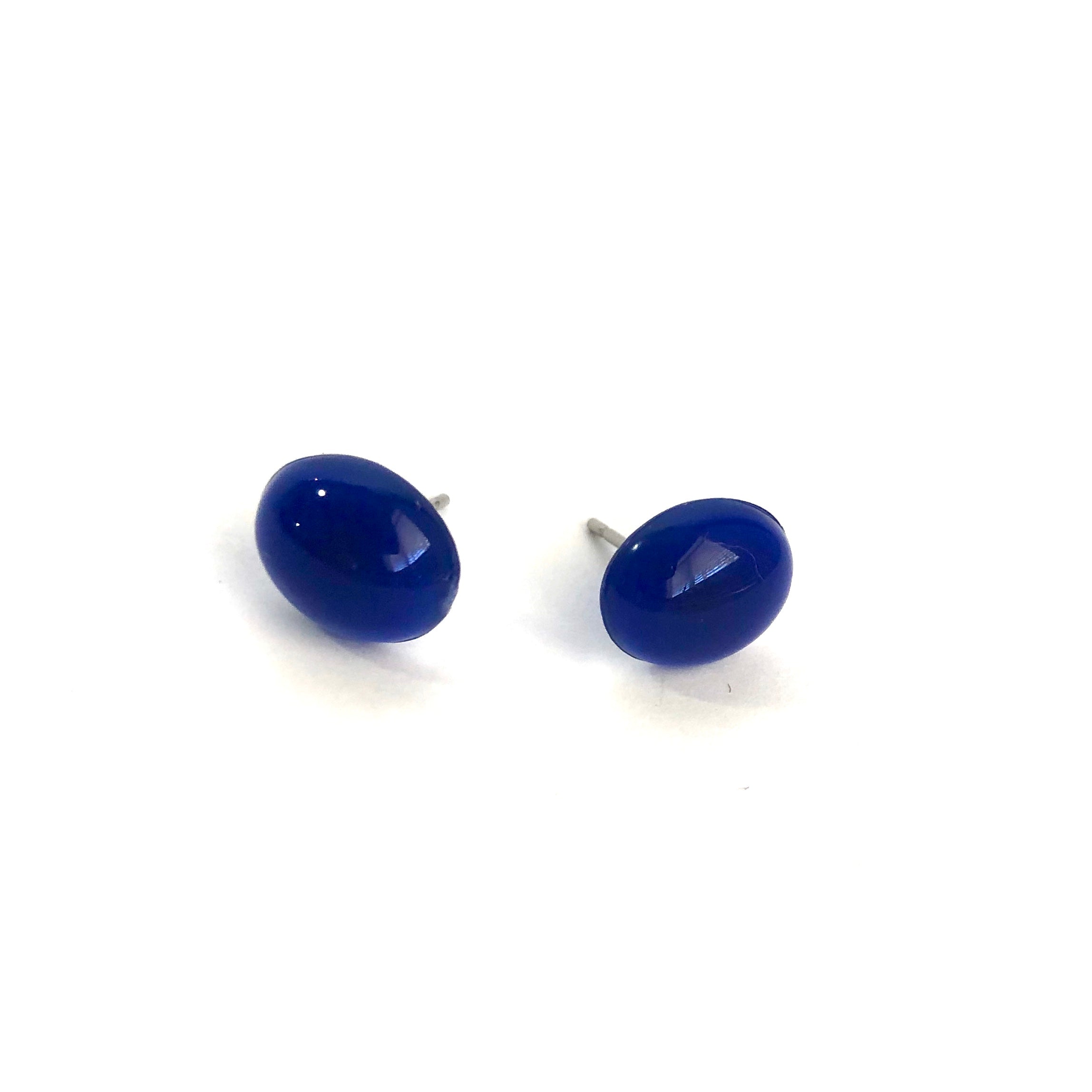 Midnight Blue Oval Stud Earrings