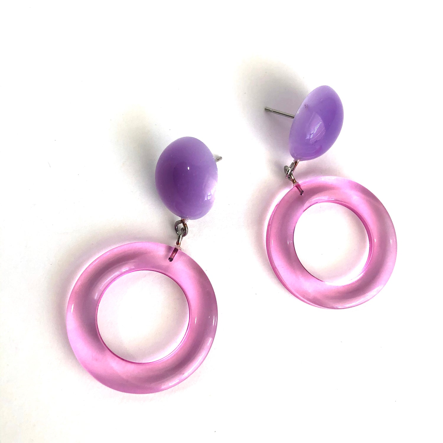 Pink &amp; Lilac Moonglow Donut Drop Earrings