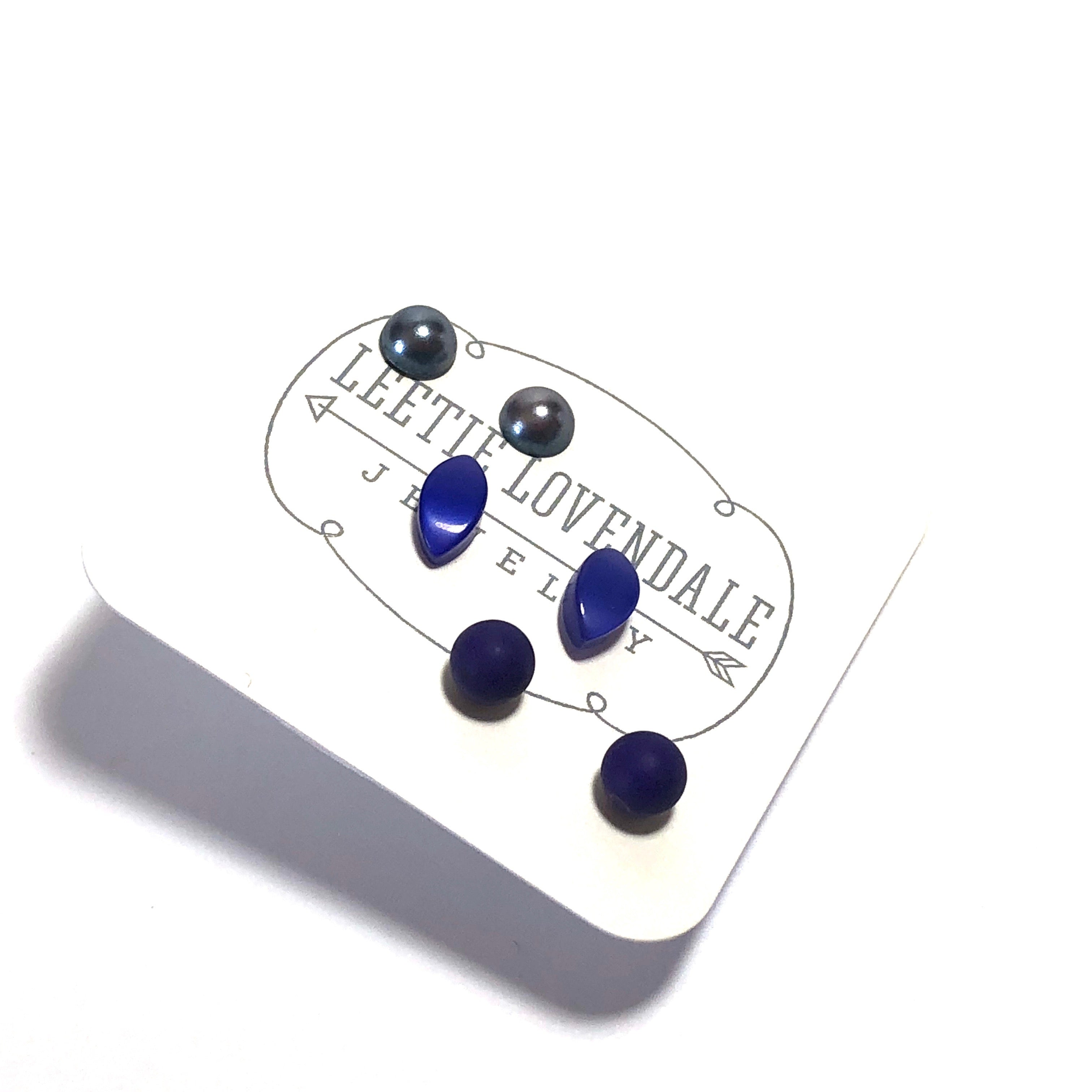 dark blue stud earrings