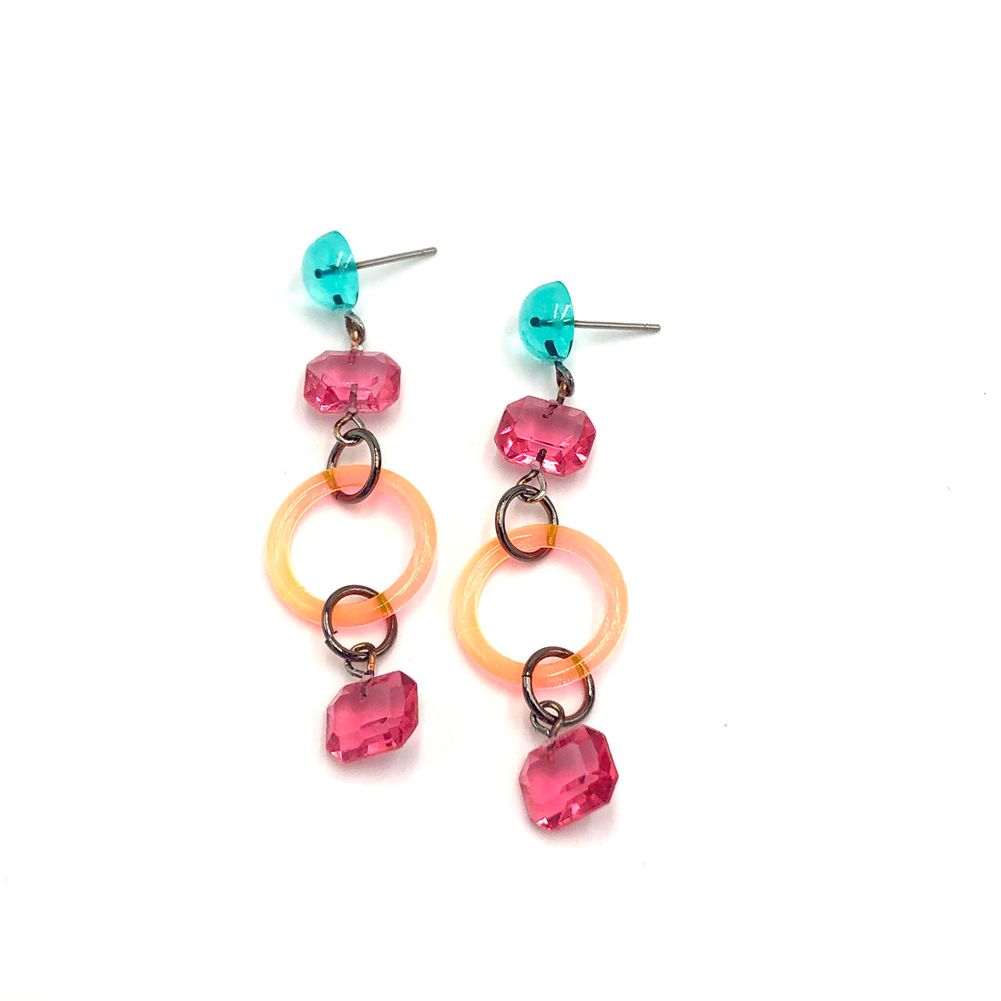 neon gem drop earrings