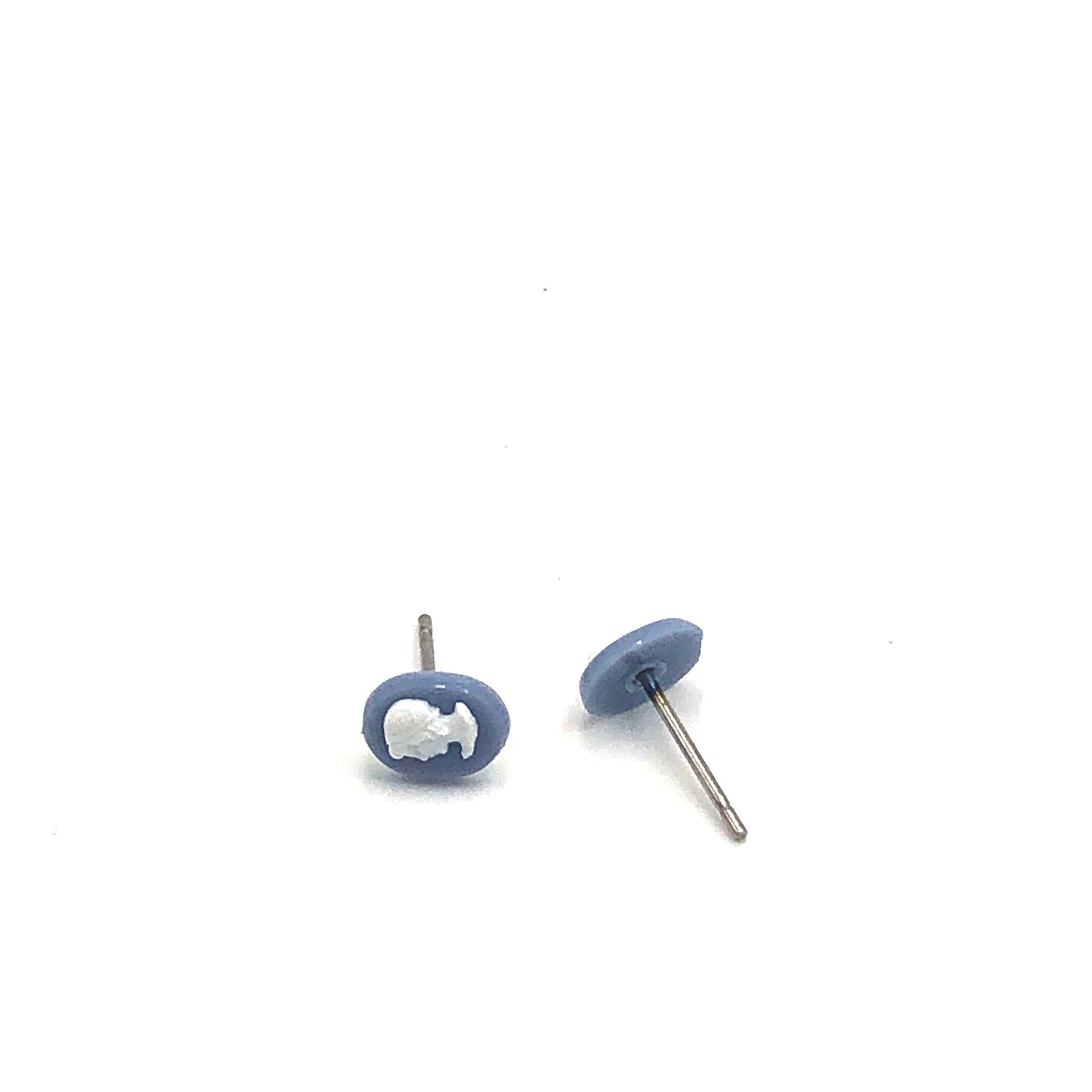 small blue cameo studs