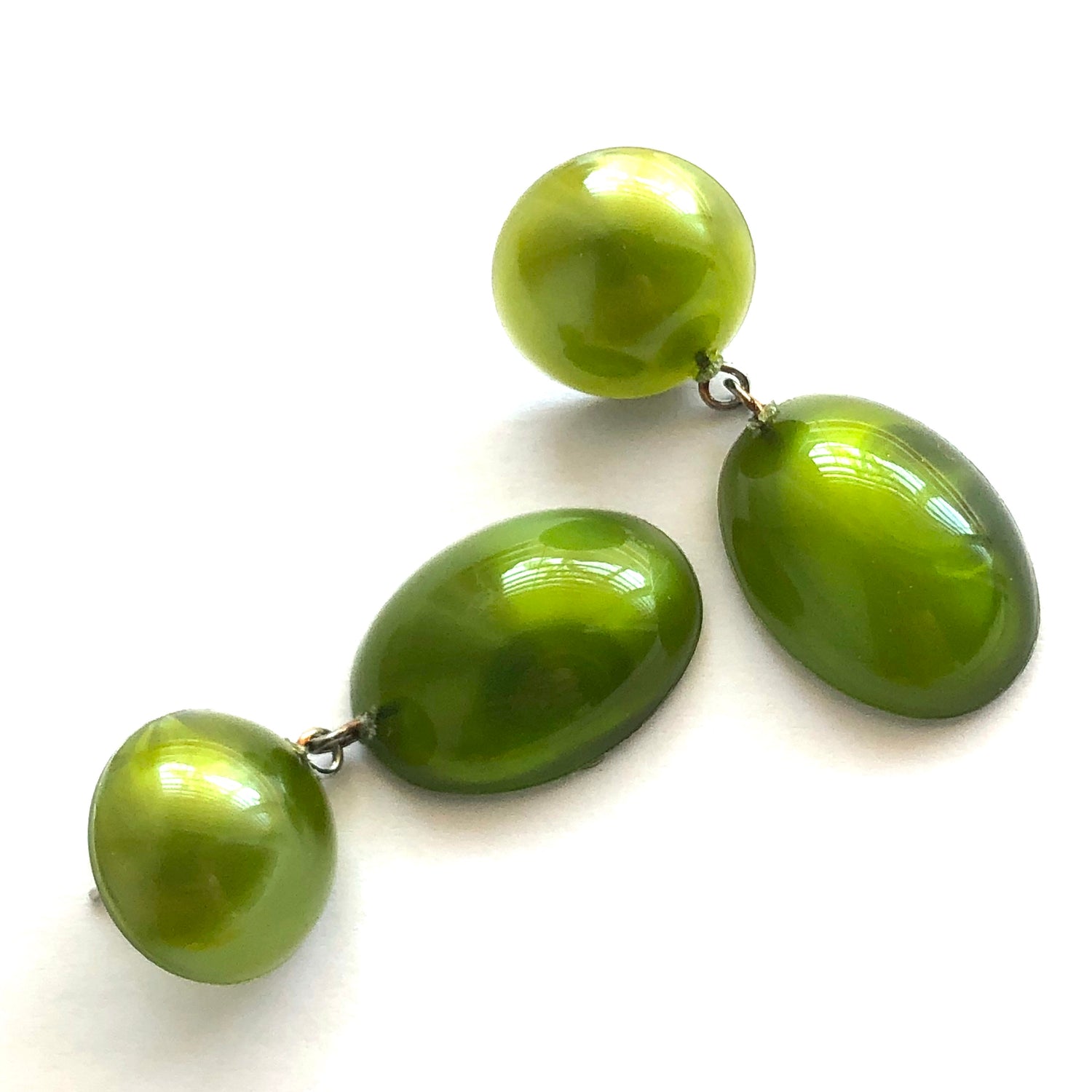 Olive Green Aura Glow Jelly Bean Earrings