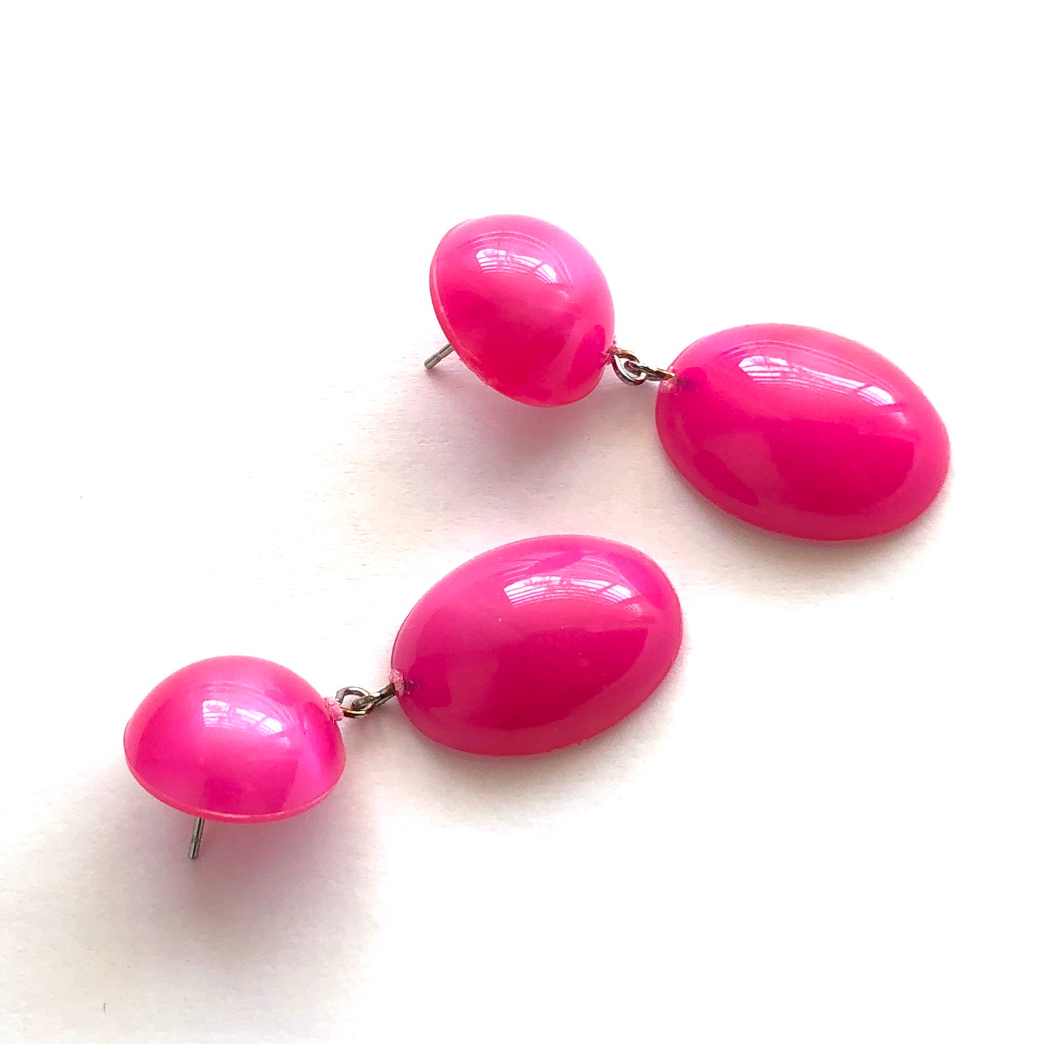 Hot Pink Aura Glow Jelly Bean Earrings