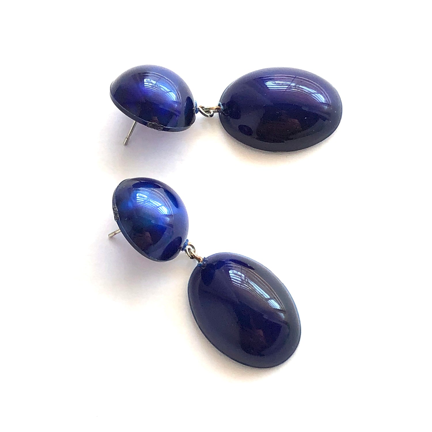 Navy Blue Aura Glow Jelly Bean Earrings