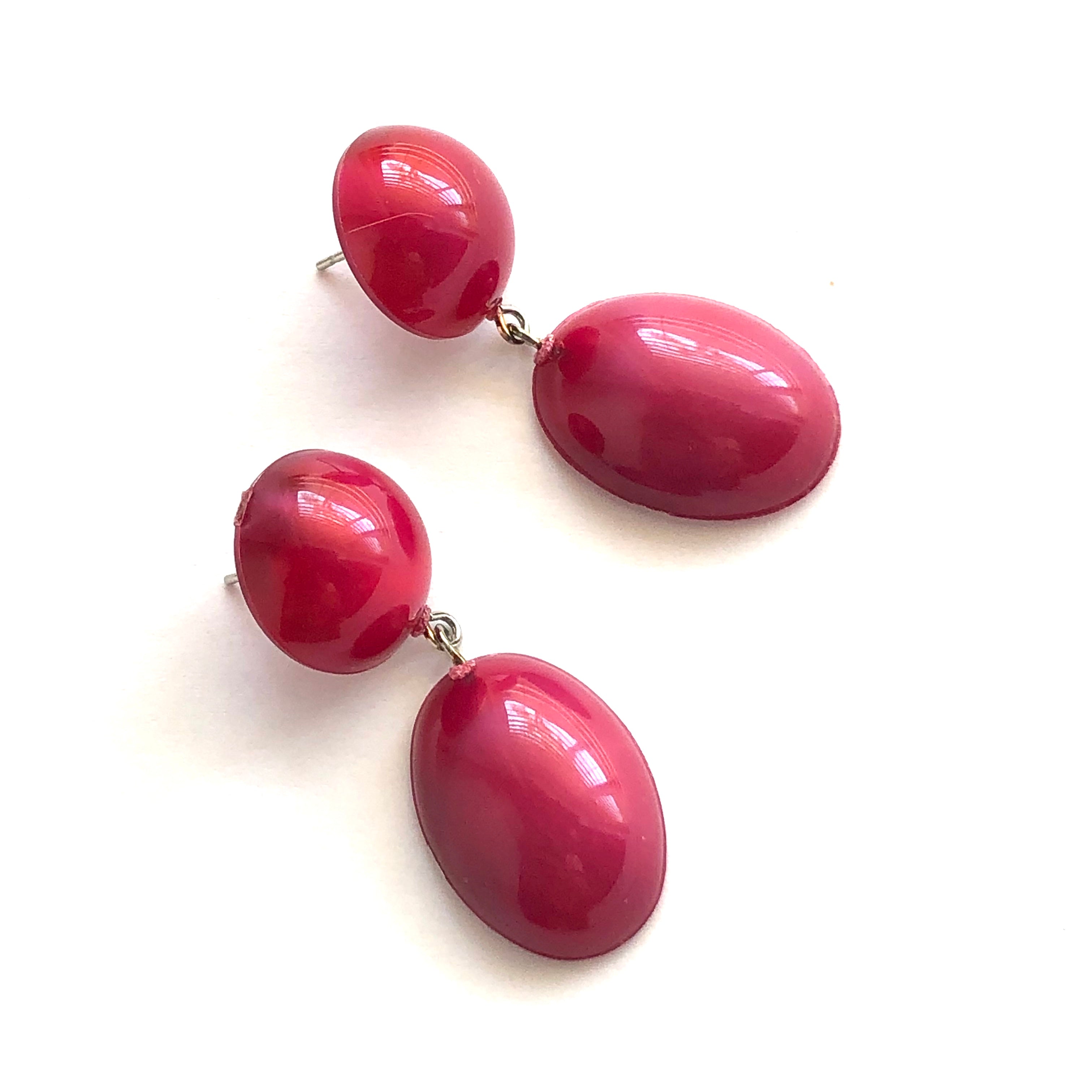 Cranberry Aura Glow Jelly Bean Earrings