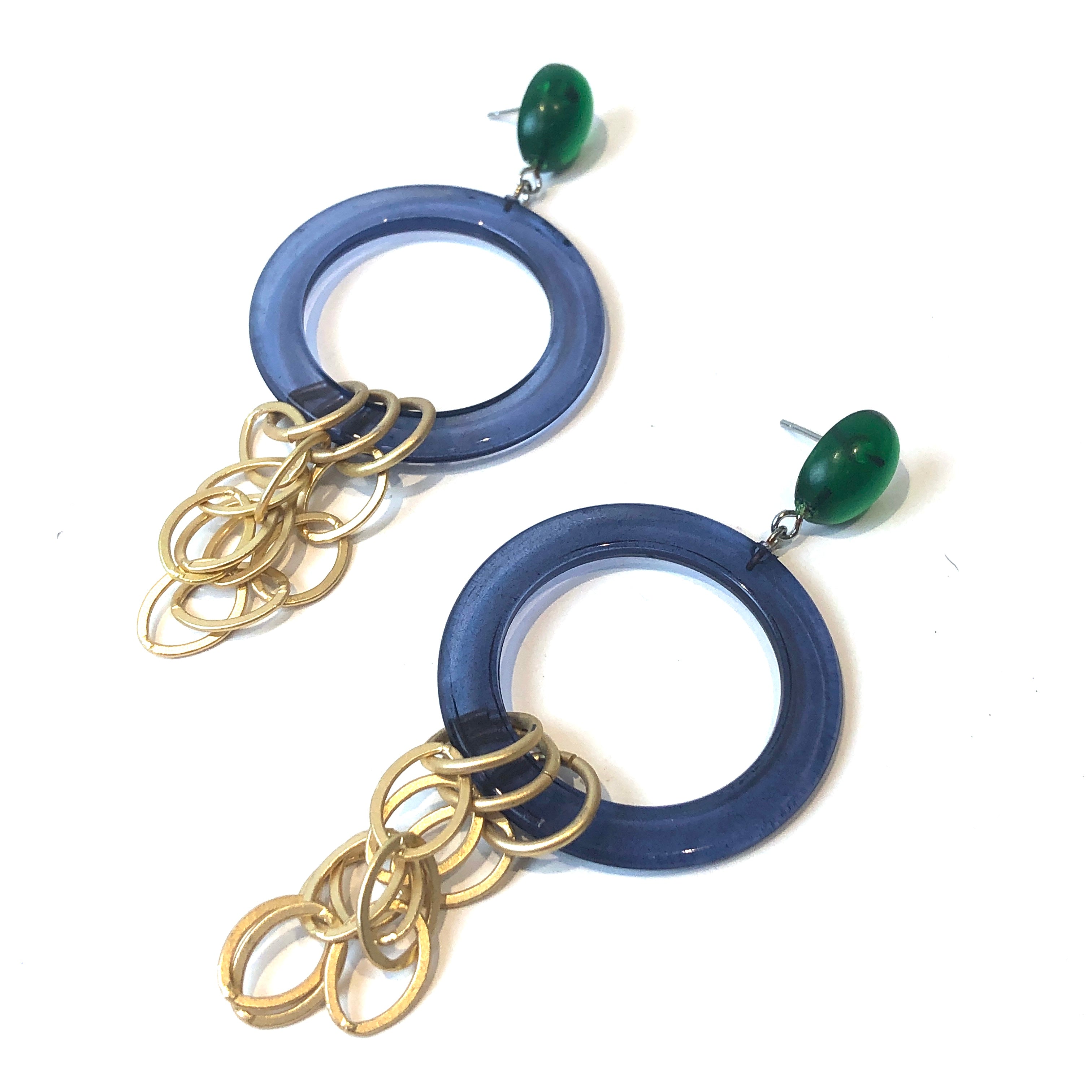 Blue &amp; Green Stephanie Chain Earrings
