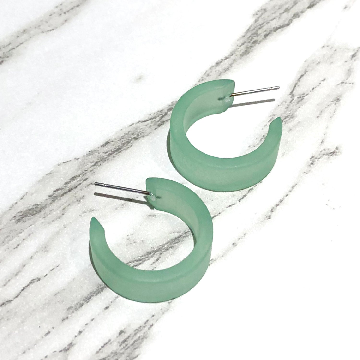 frosted green earrings