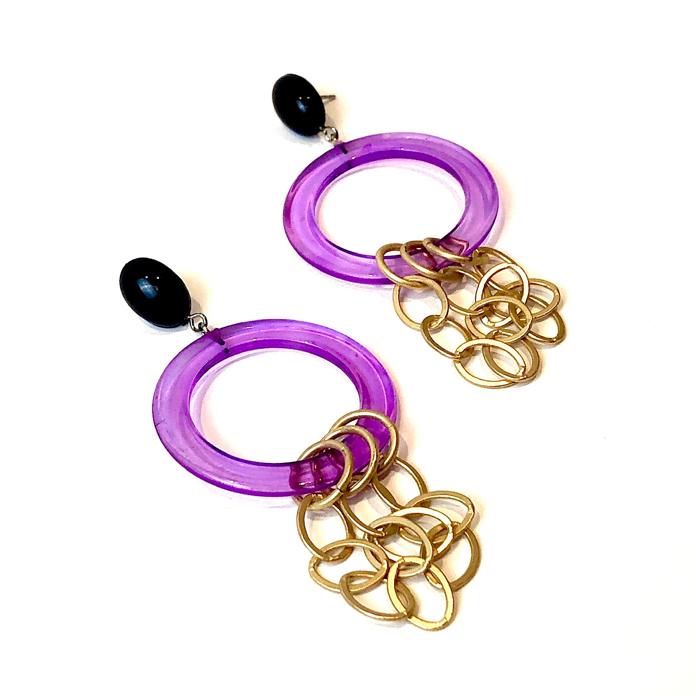 Violet &amp; Black Stephanie Chain Earrings