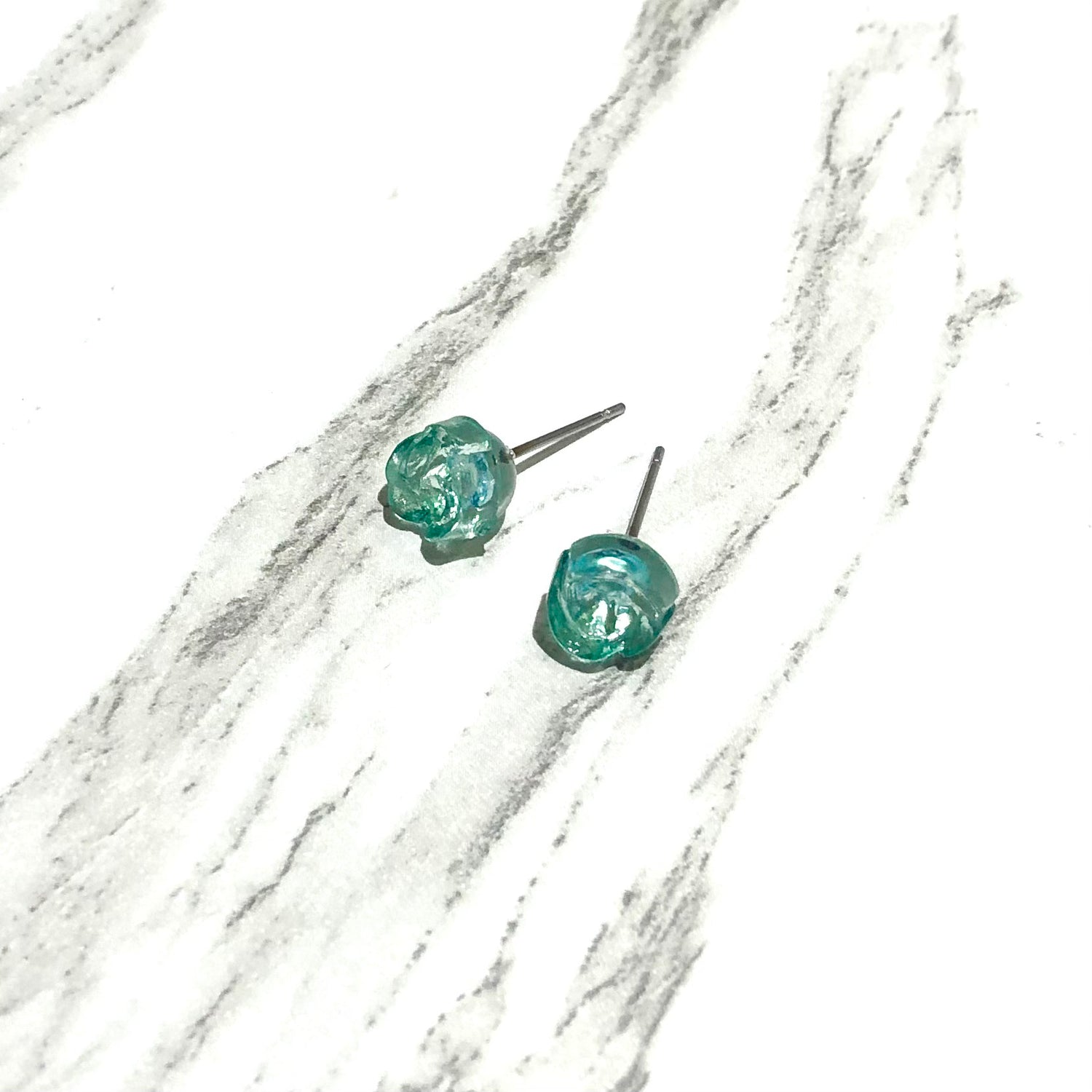 sage green flower earrings