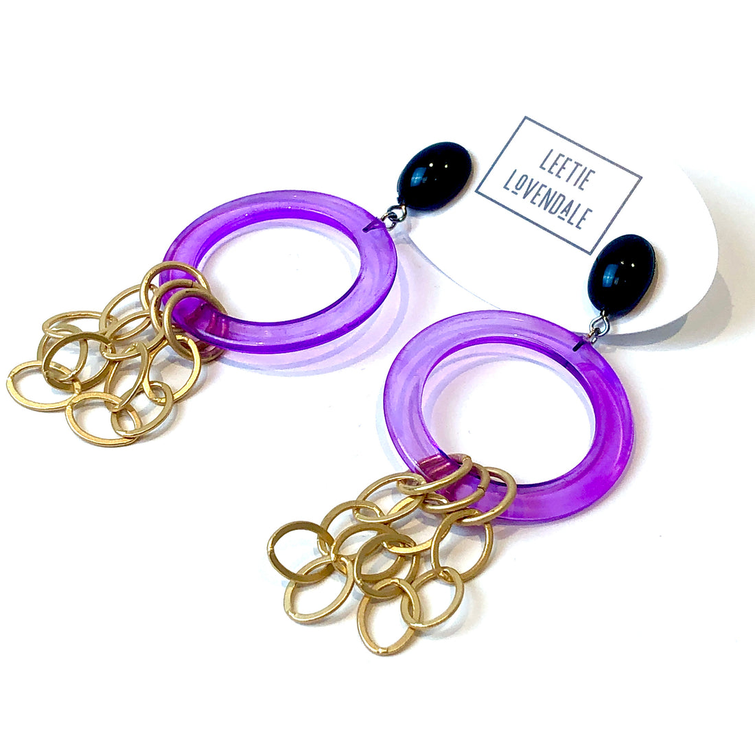 Violet &amp; Black Stephanie Chain Earrings