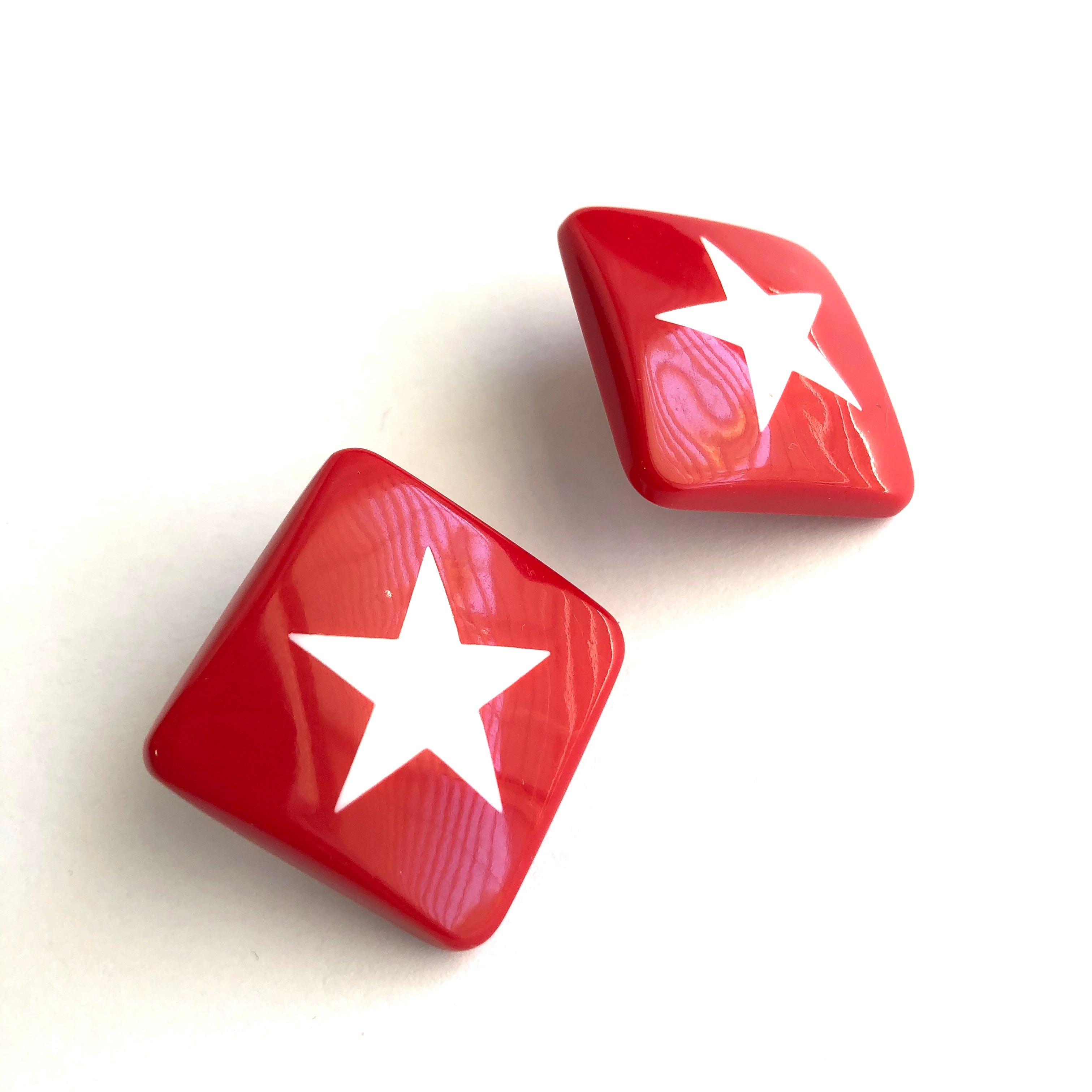 red white star earrings