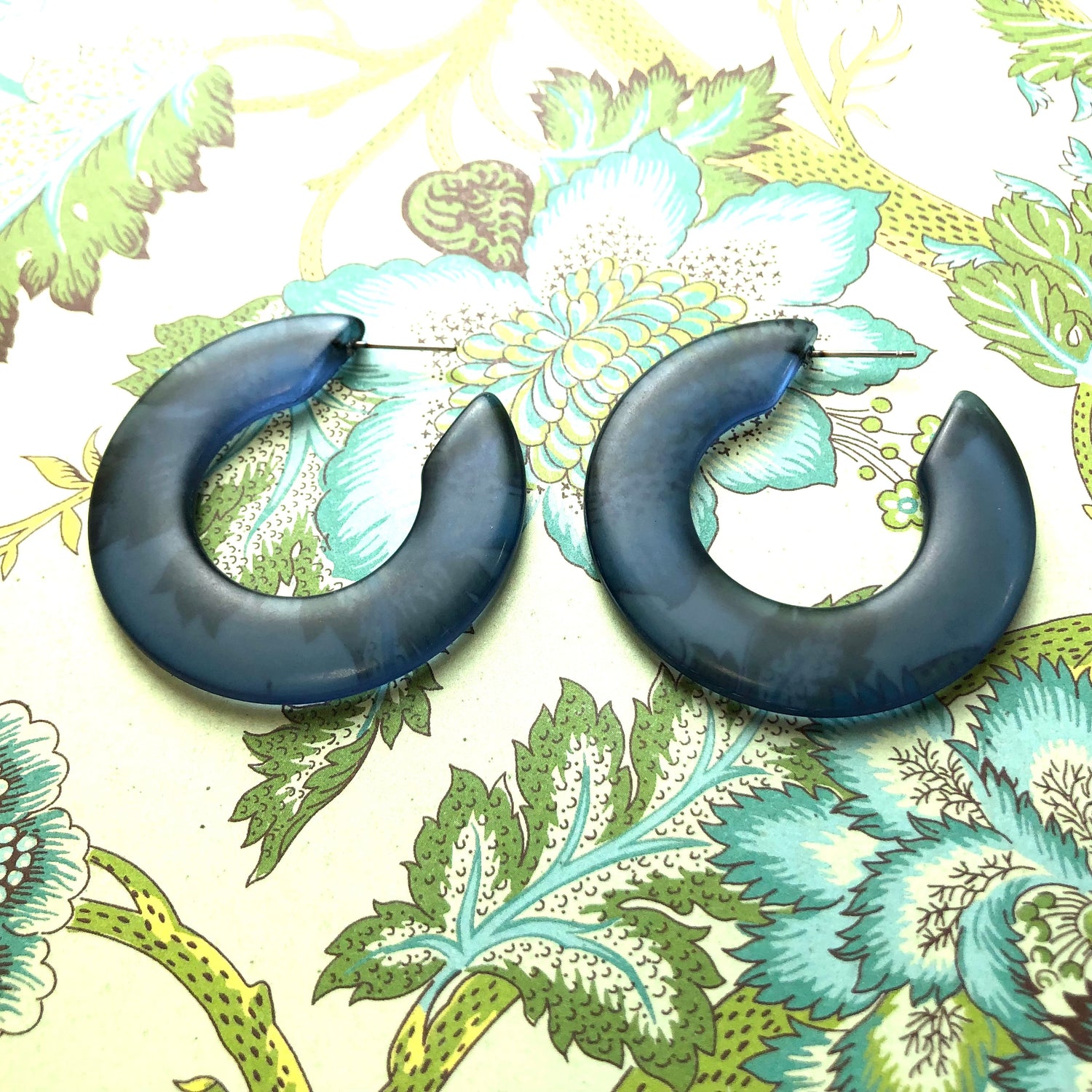 big blue hoop earrings