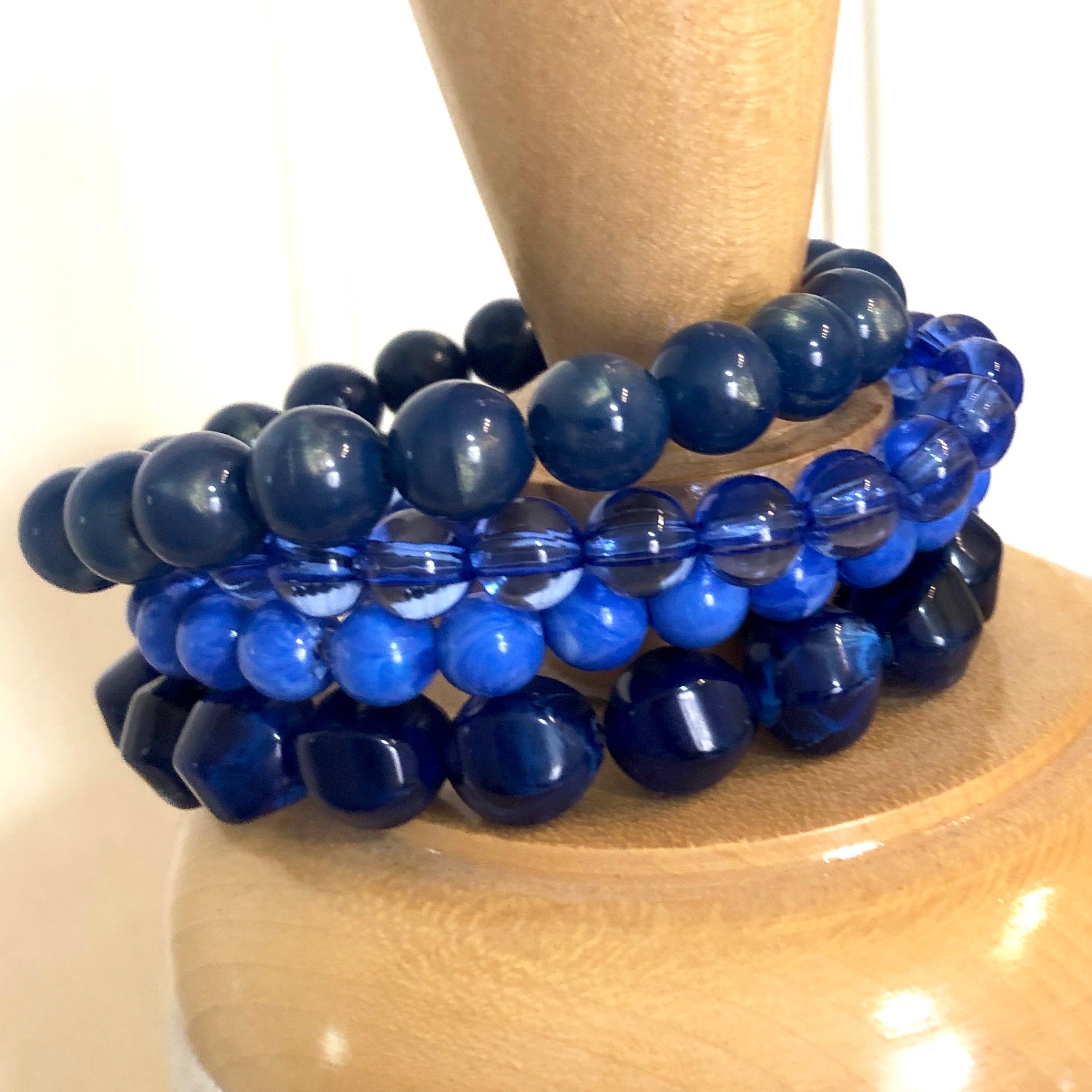 peacock blue stack bracelets