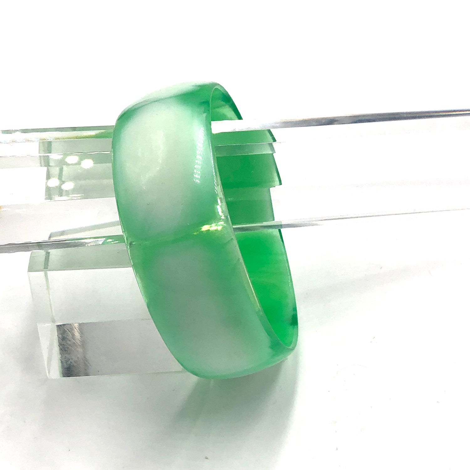 Green Moonglow Blast Best Bangle- RARE 8&quot;