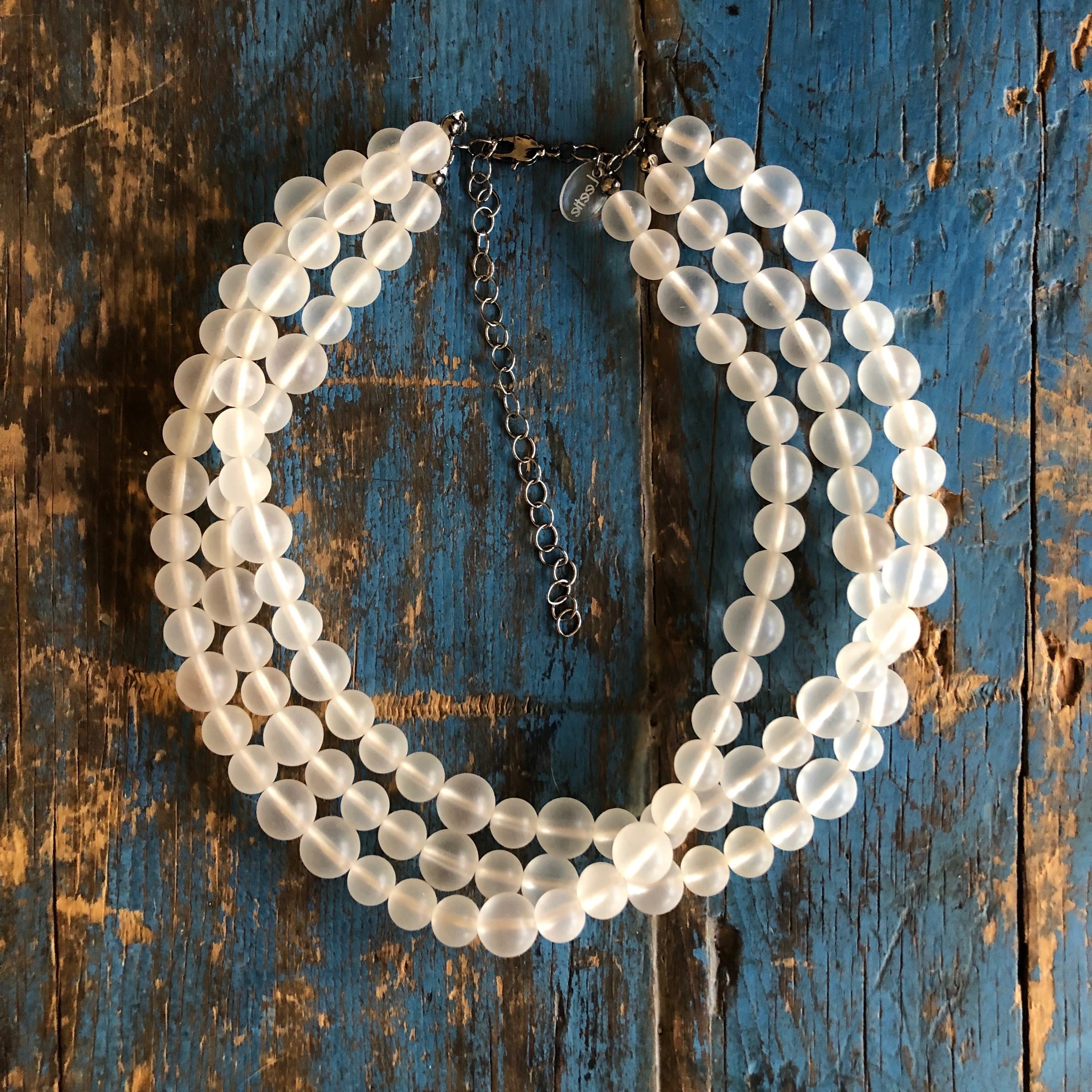 frosted clear morgan necklace