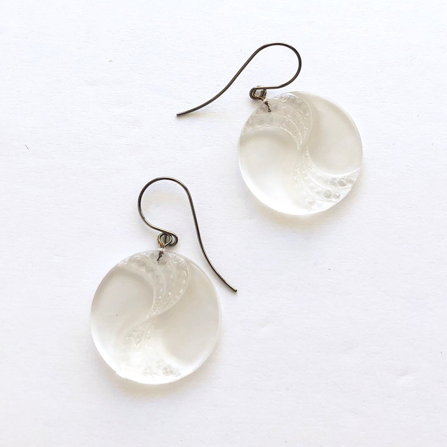clear swirl earrings