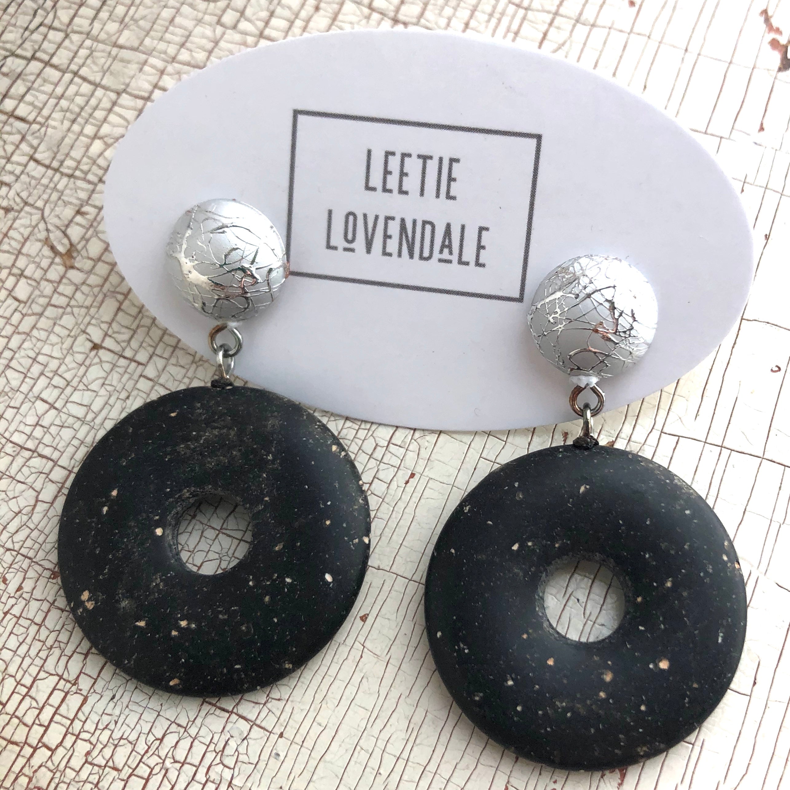 Black Orbital Donut Drop Earrings *