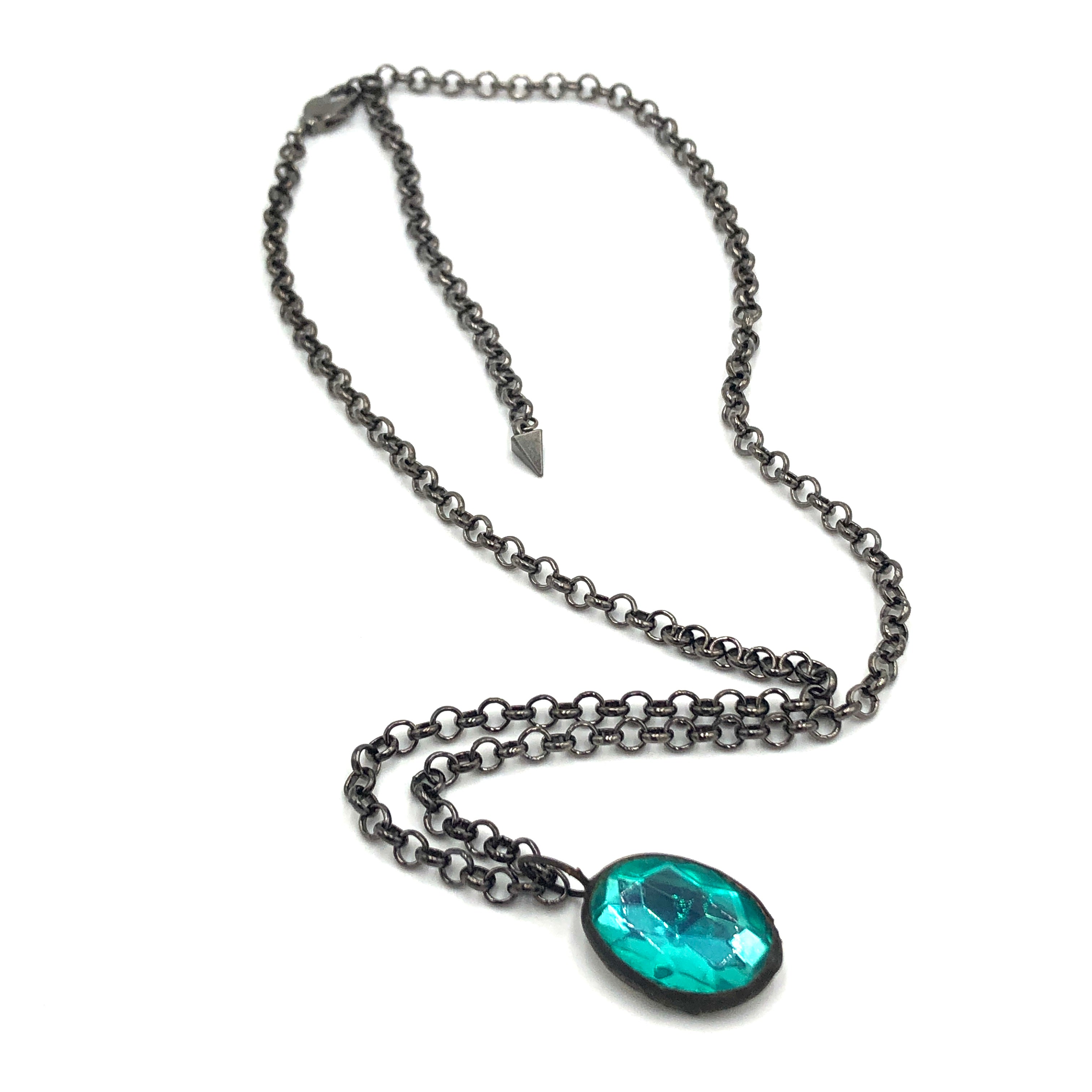 teal faceted necklace