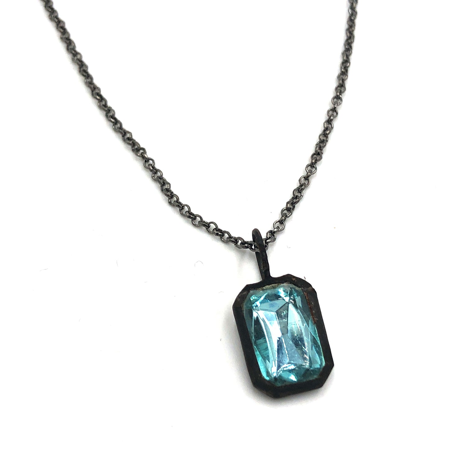 Turquoise Shine-On Small Rectangle Layering Necklace