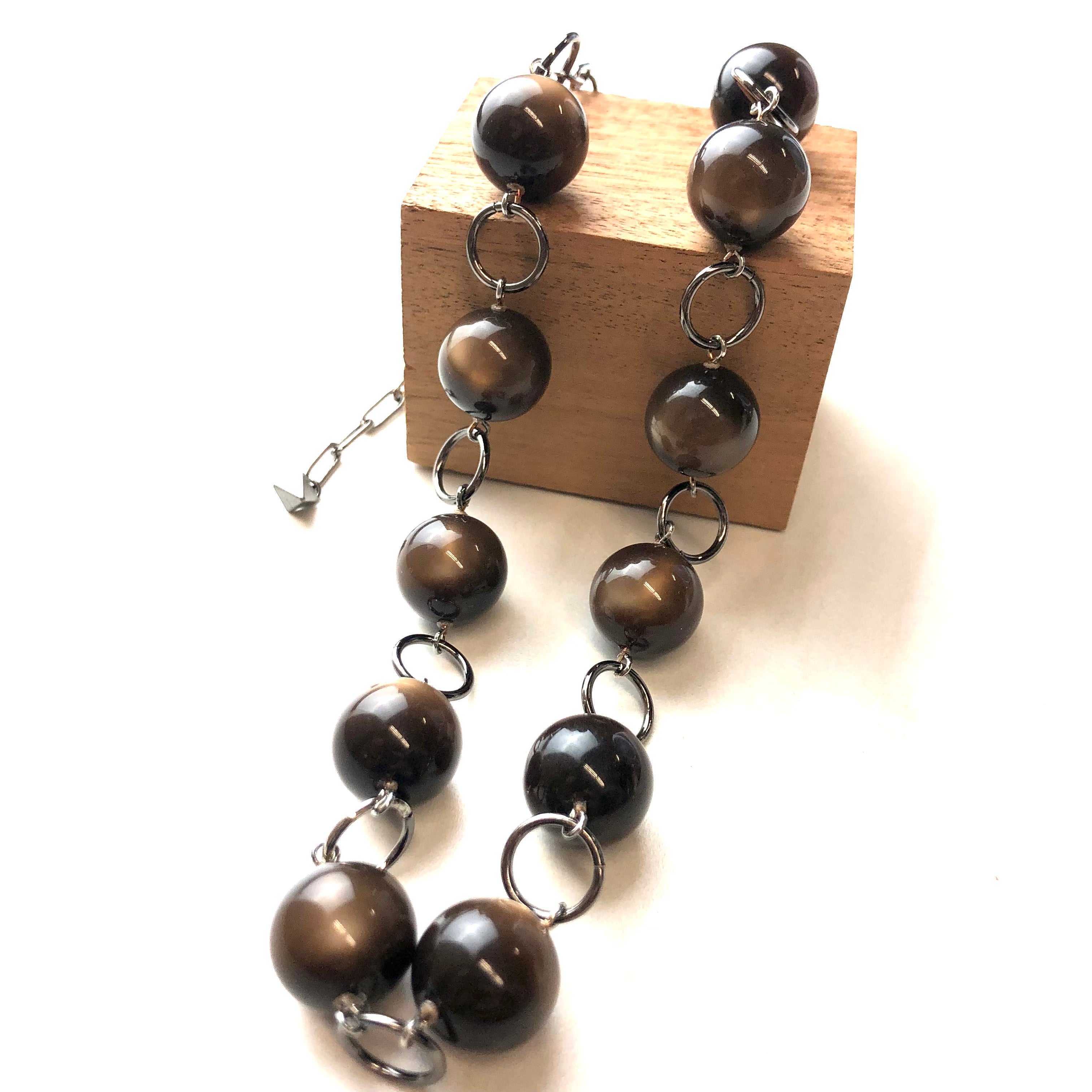 Chocolate Brown Moonglow Stations Necklace
