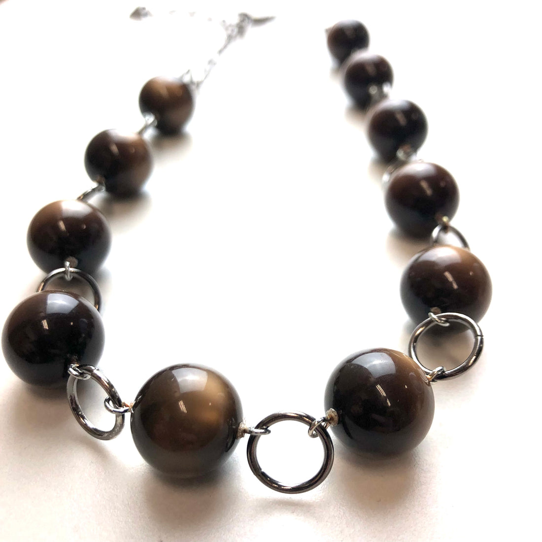 Chocolate Brown Moonglow Stations Necklace